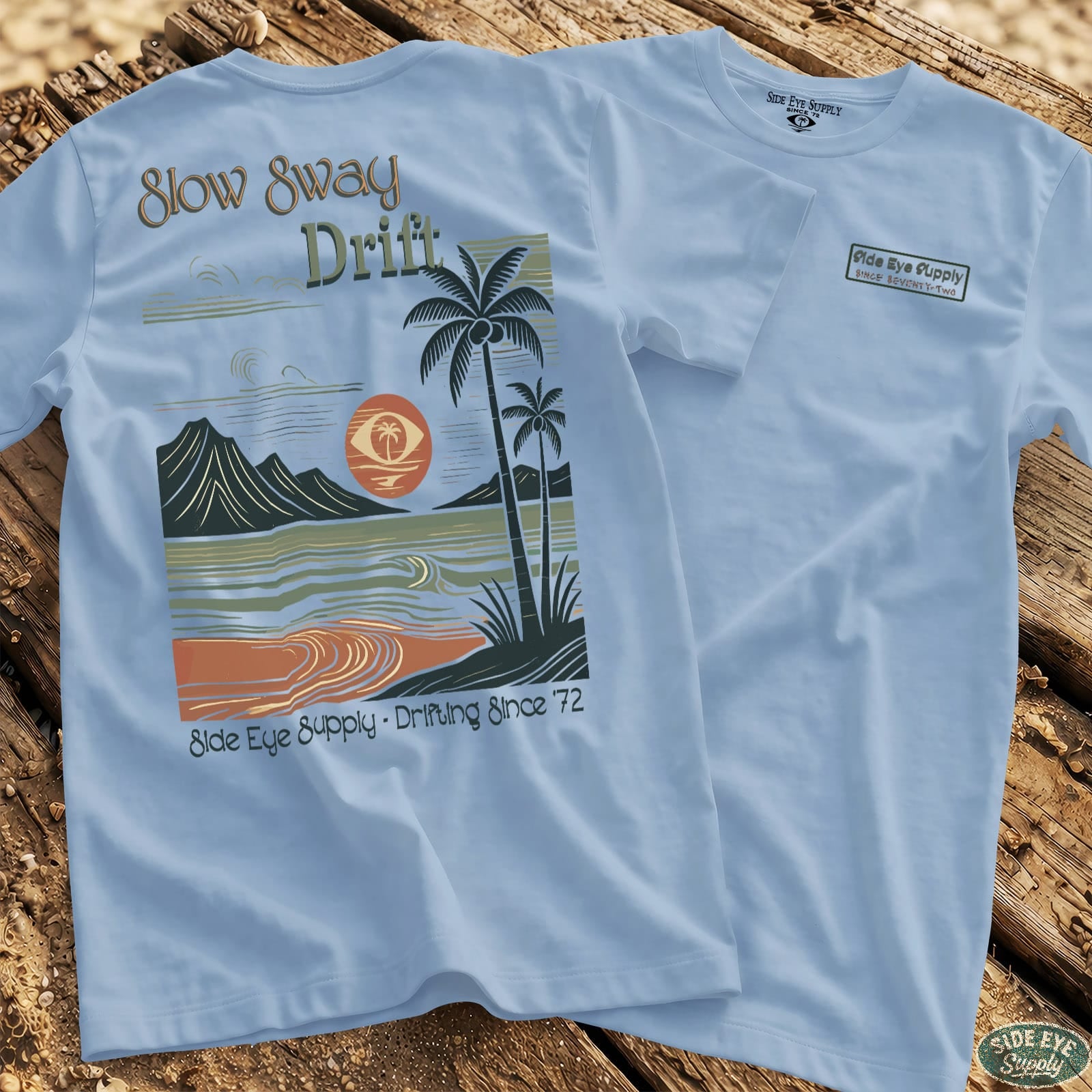 Slow Sway Tee Light Blue / S - by Side Eye Supply - Surf Beach Life Apparel