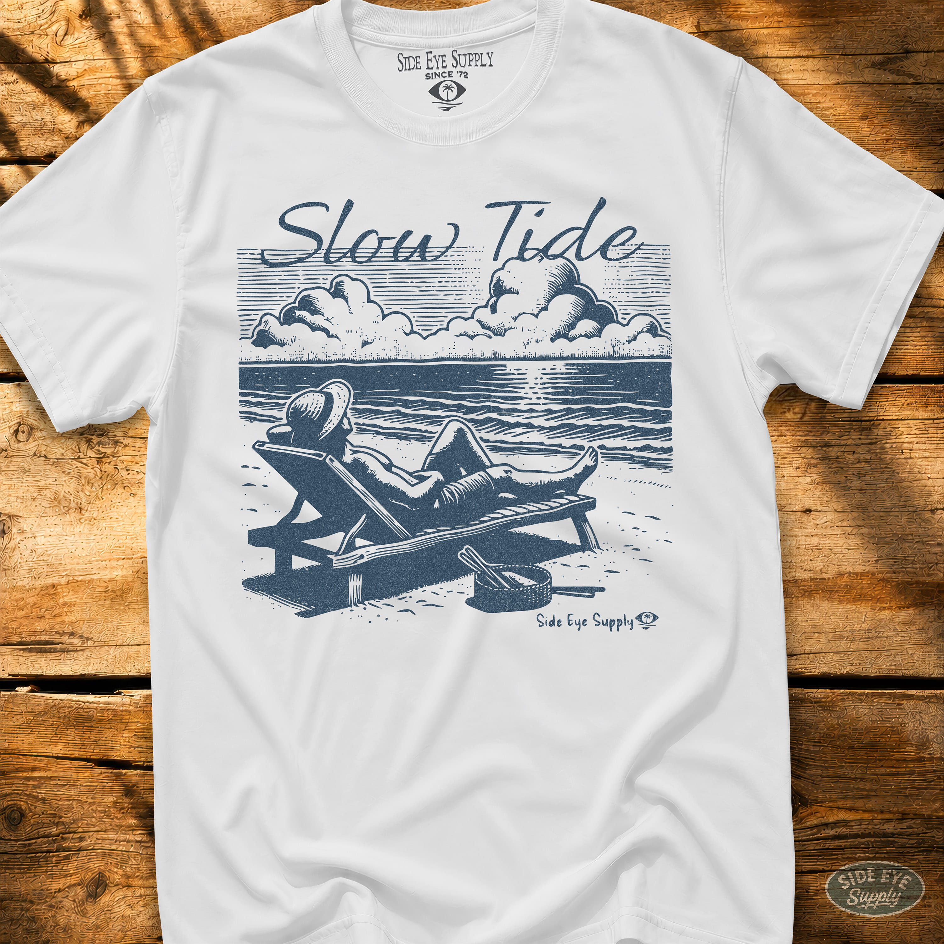 Slow Tide Tee White / S - by Side Eye Supply - Surf Beach Life Apparel