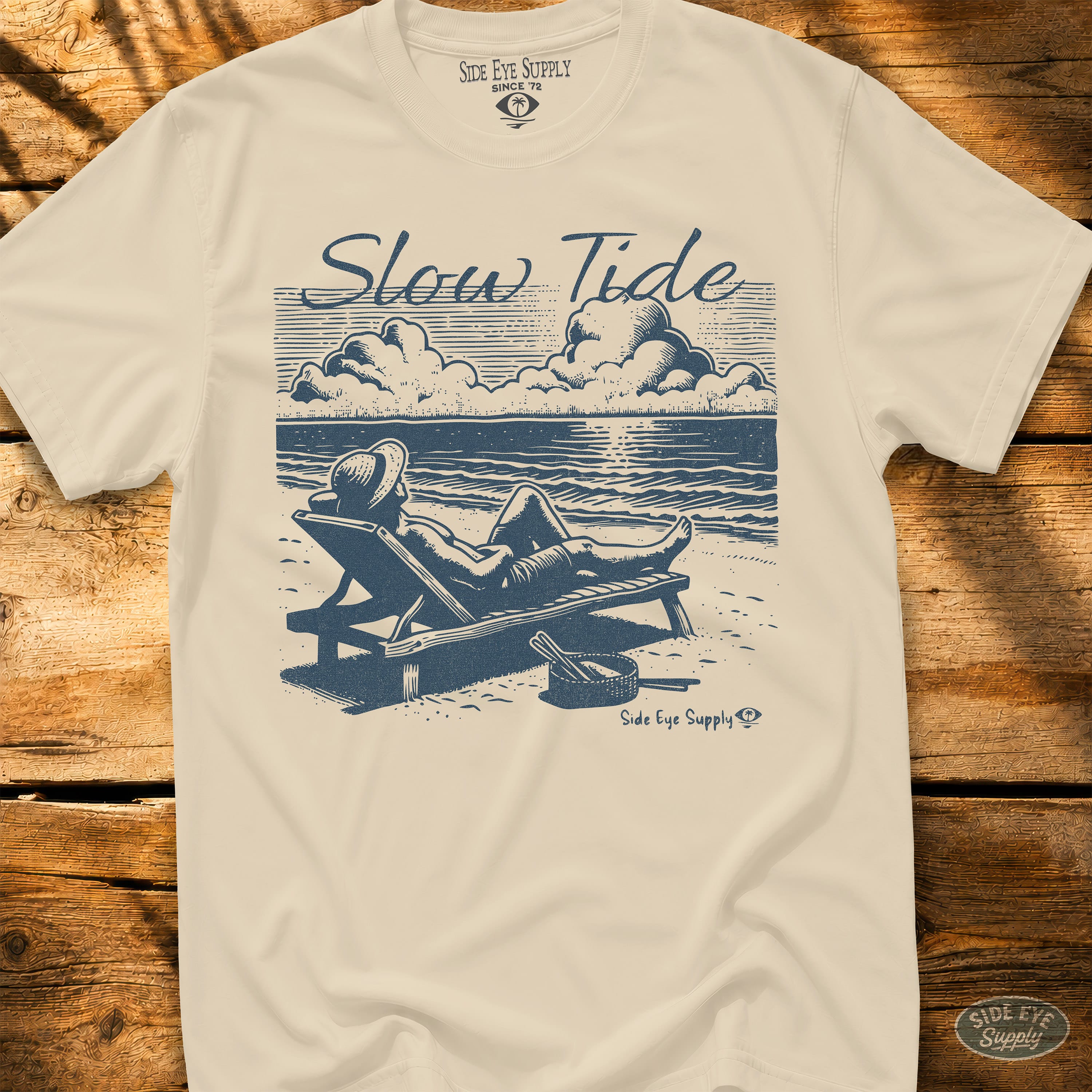 Slow Tide Tee Natural / S - by Side Eye Supply - Surf Beach Life Apparel