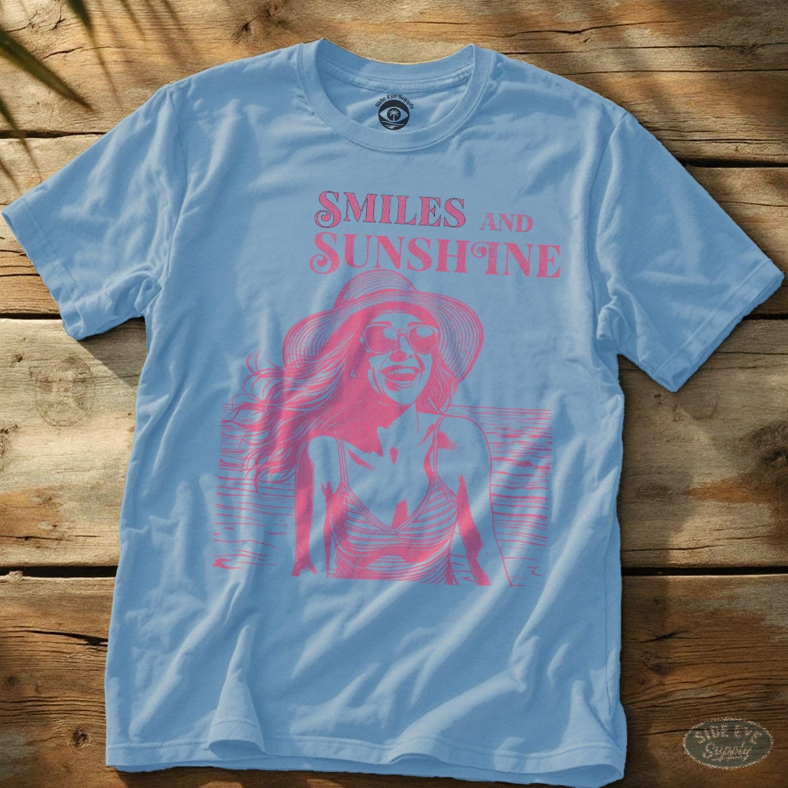 Smiles and Sunshine Tee Light Blue / S - by Side Eye Supply - Surf Beach Life Apparel
