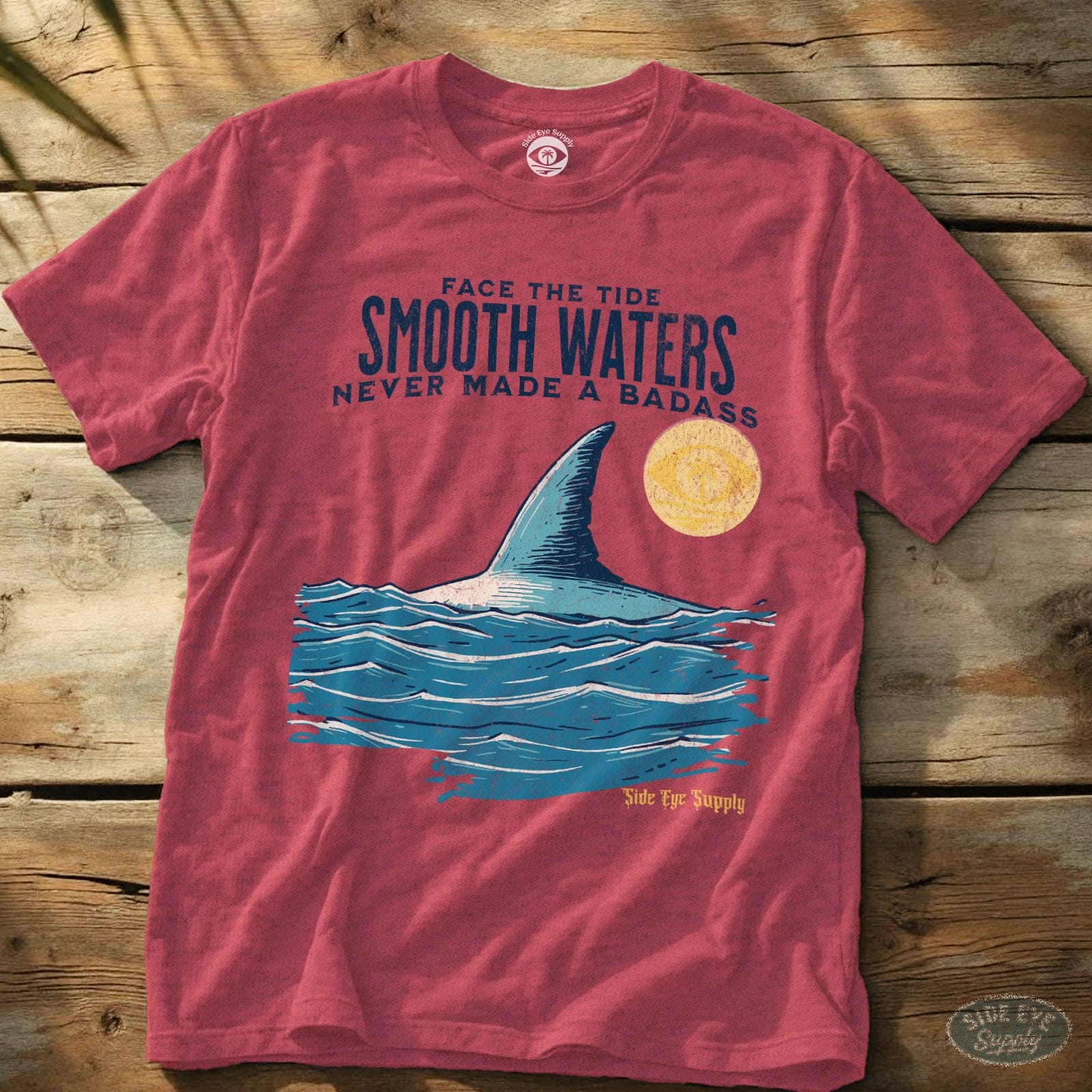Smooth Waters Tee Heather Red / S - by Side Eye Supply - Surf Beach Life Apparel