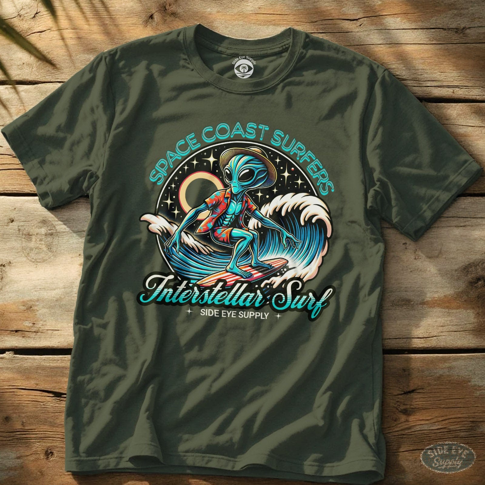 Space Coast Surfers Tee Military Green / S - by Side Eye Supply - Surf Beach Life Apparel