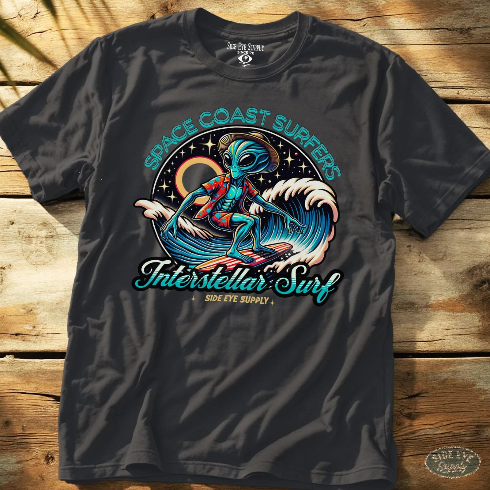Space Coast Surfers Tee Charcoal / S - by Side Eye Supply - Surf Beach Life Apparel