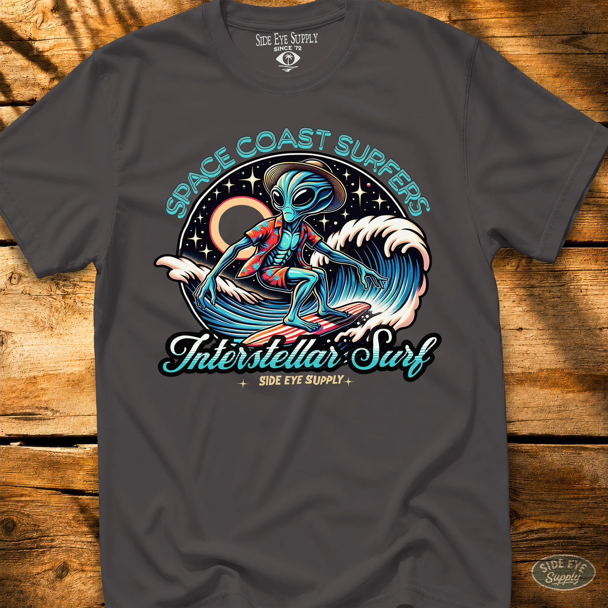 Space Coast Surfers Tee Charcoal / S - by Side Eye Supply - Surf Beach Life Apparel
