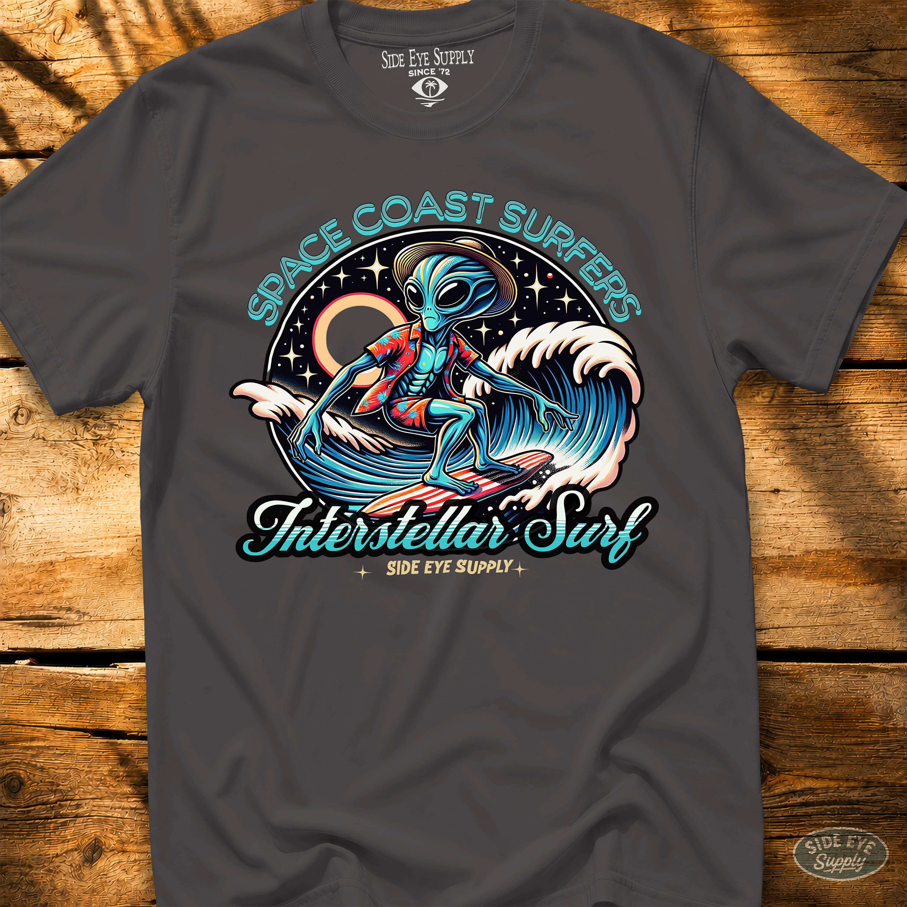 Space Coast Surfers Tee Charcoal / S - by Side Eye Supply - Surf Beach Life Apparel