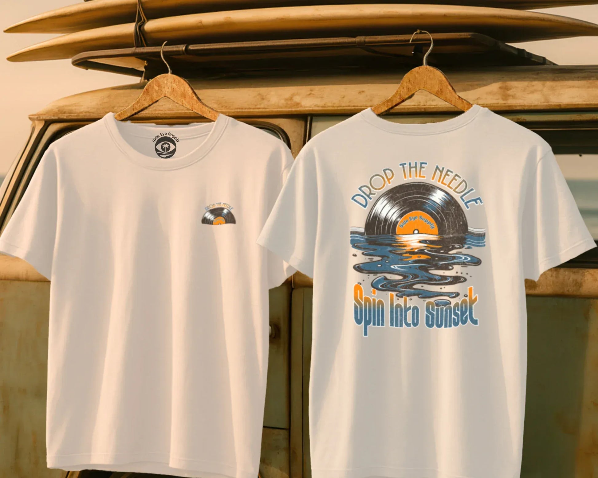 Spin Into Sunset Tee White / S - by Side Eye Supply - Surf Beach Life Apparel