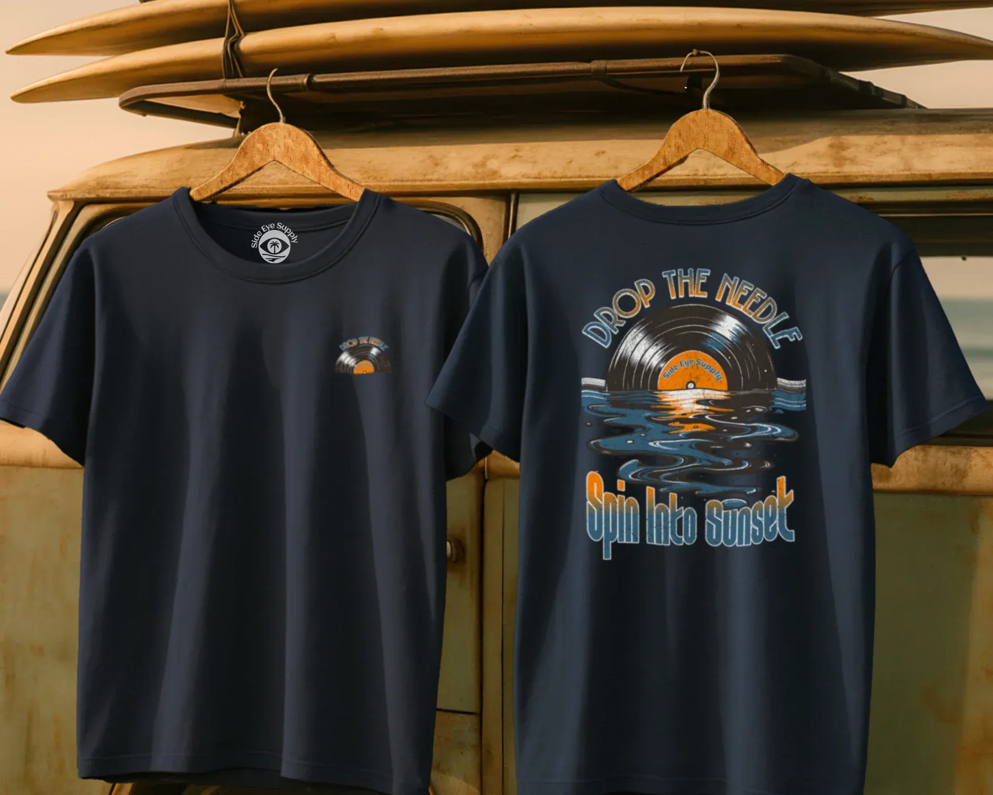Spin Into Sunset Tee Navy / S - by Side Eye Supply - Surf Beach Life Apparel