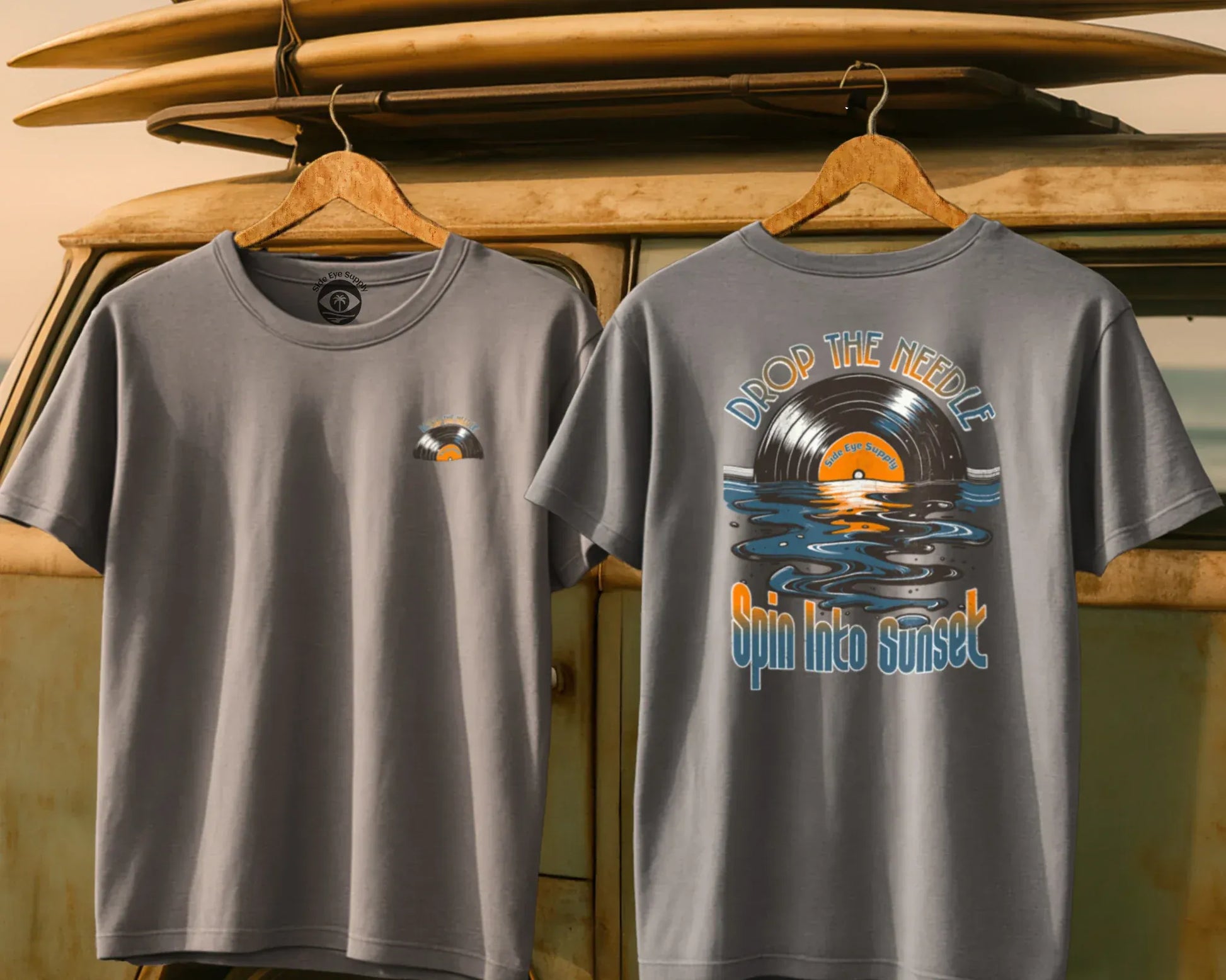 Spin Into Sunset Tee Ice Grey / S - by Side Eye Supply - Surf Beach Life Apparel