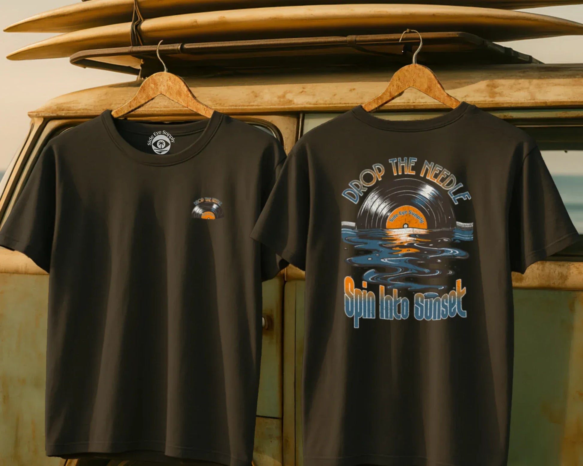 Spin Into Sunset Tee Charcoal / S - by Side Eye Supply - Surf Beach Life Apparel