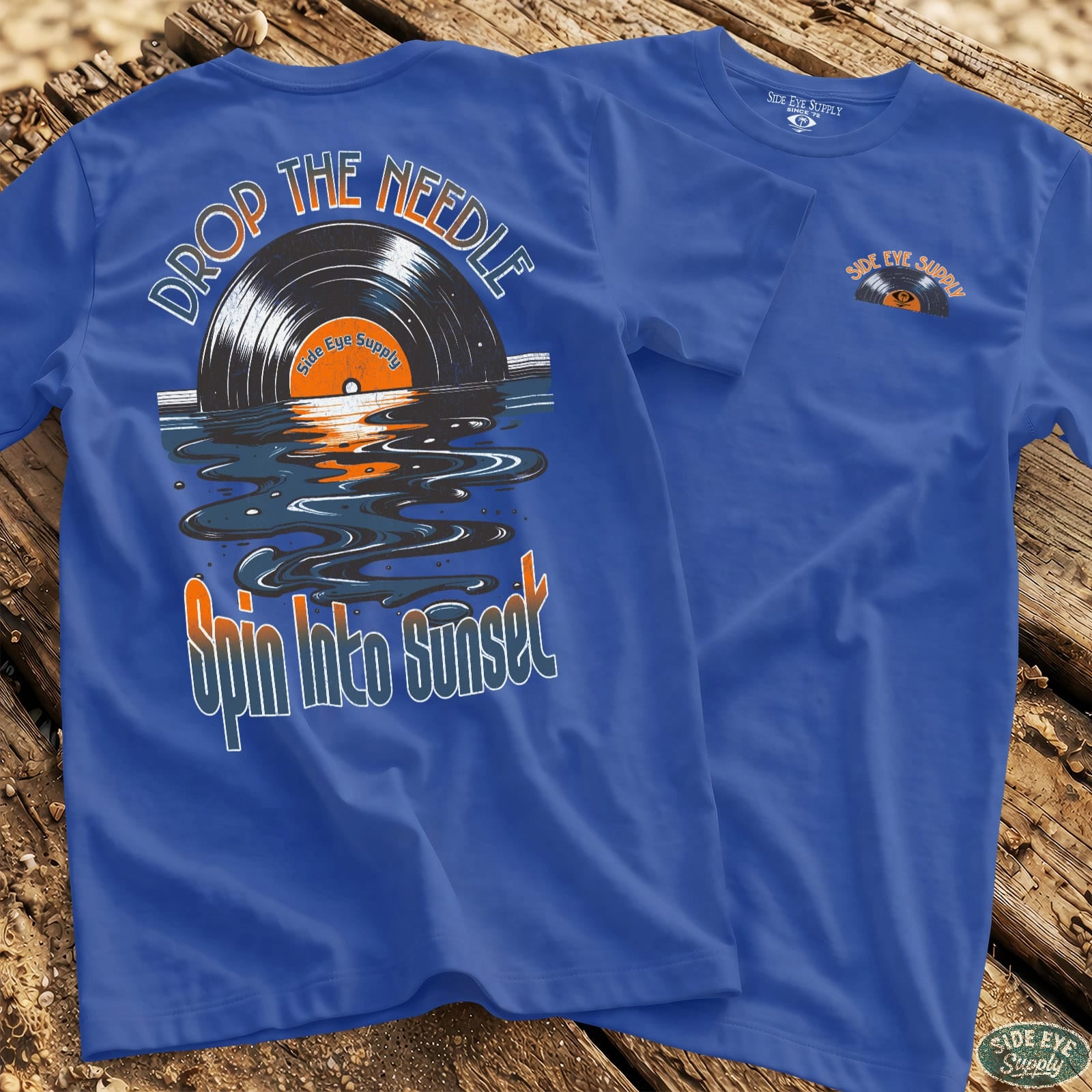 Spin Into Sunset Tee Royal / S - by Side Eye Supply - Surf Beach Life Apparel
