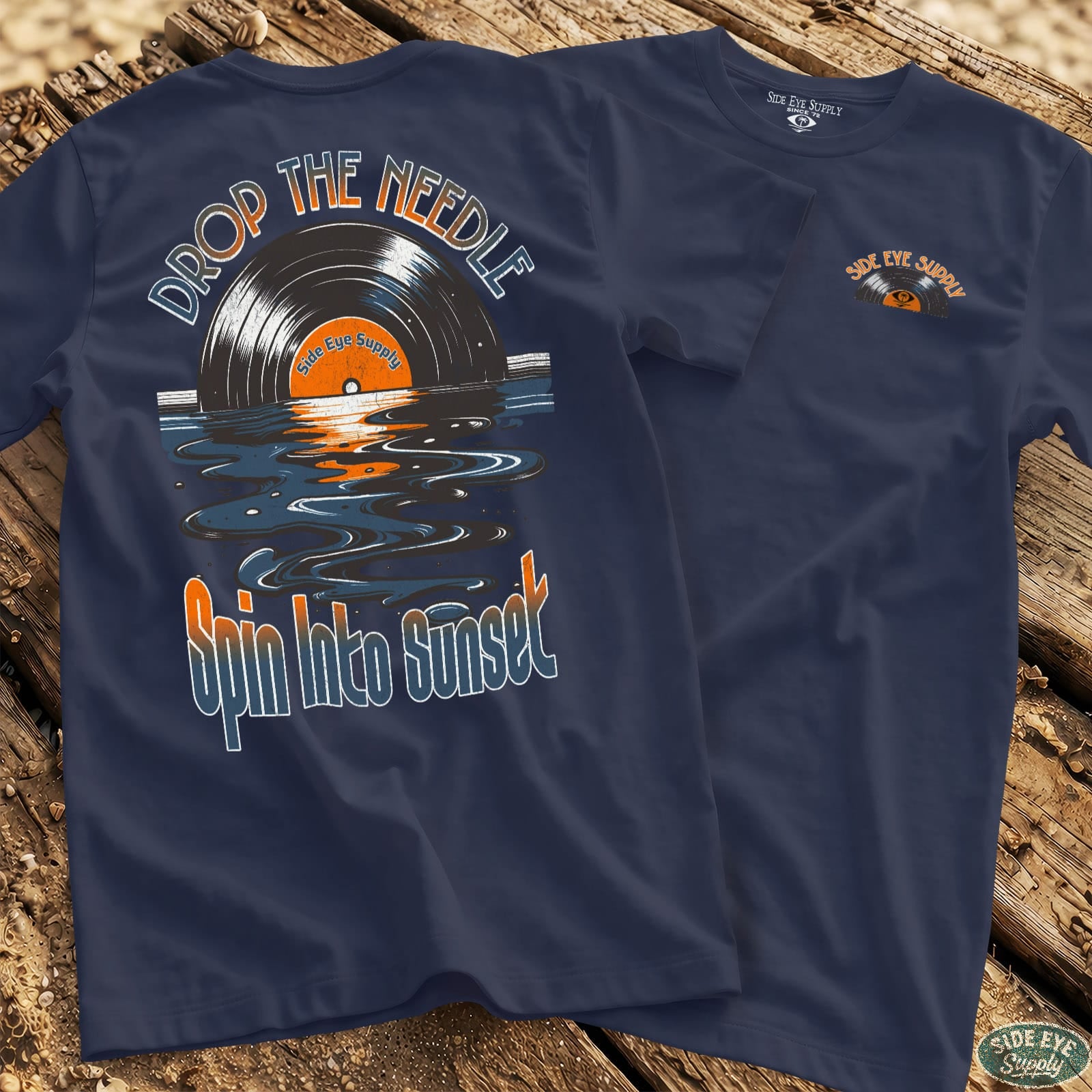 Spin Into Sunset Tee Navy / S - by Side Eye Supply - Surf Beach Life Apparel