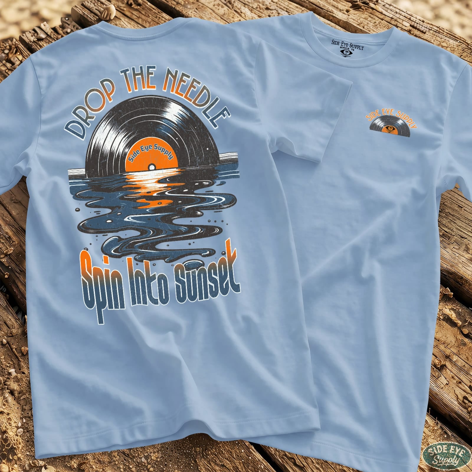 Spin Into Sunset Tee Light Blue / S - by Side Eye Supply - Surf Beach Life Apparel