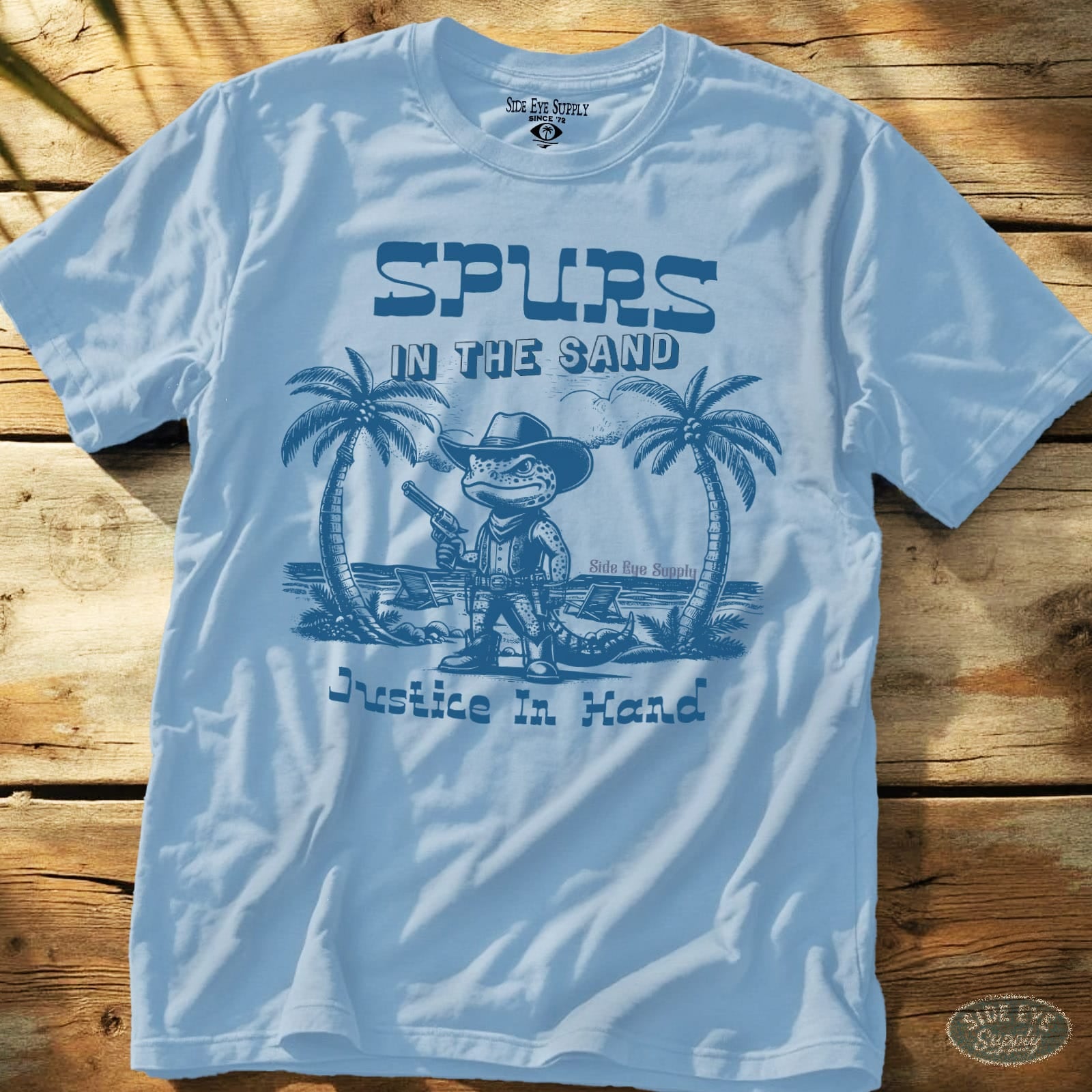 Spurs In The Sand Tee Light Blue / S - by Side Eye Supply - Surf Beach Life Apparel
