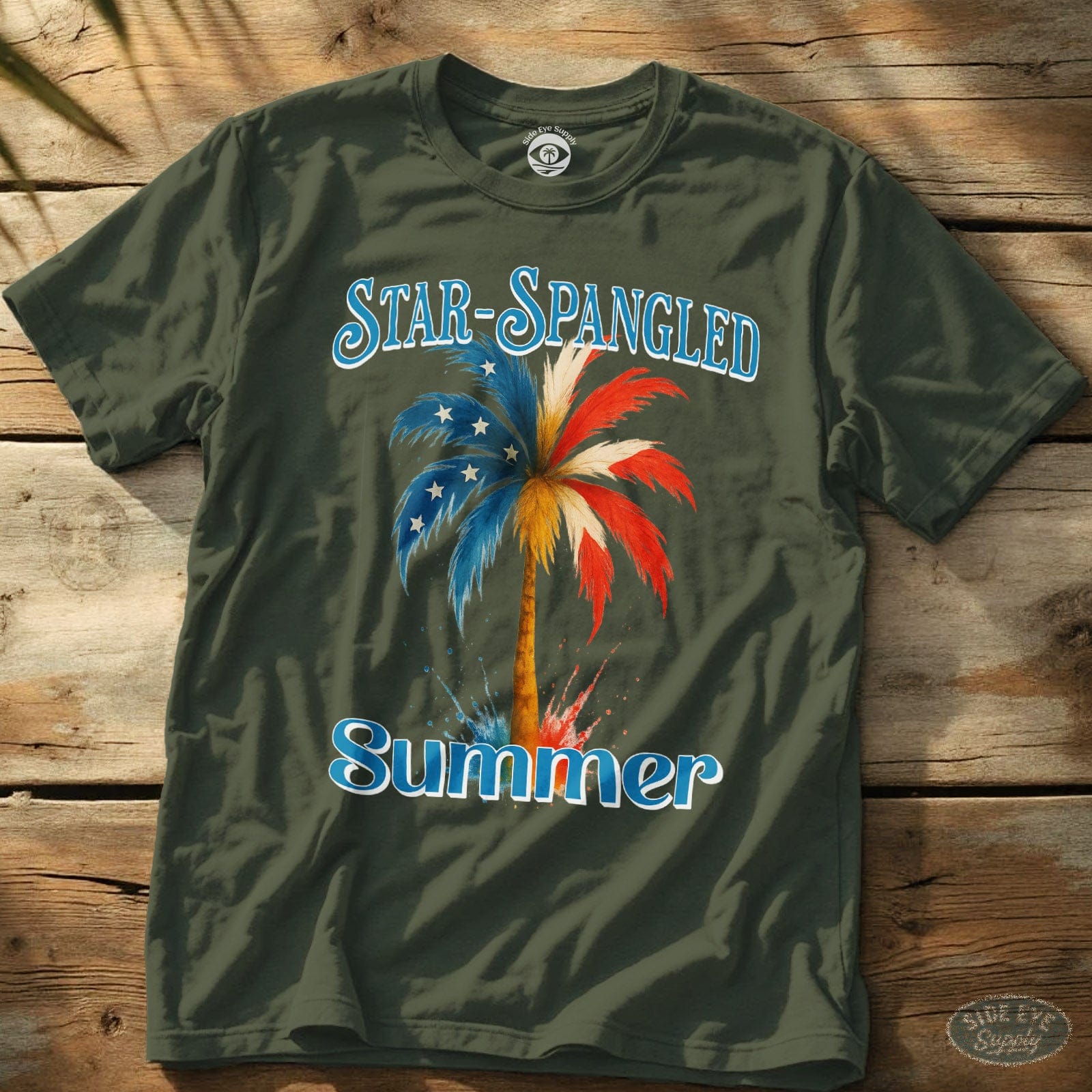 Star-Spangled Summer Tee Military Green / S - by Side Eye Supply - Surf Beach Life Apparel