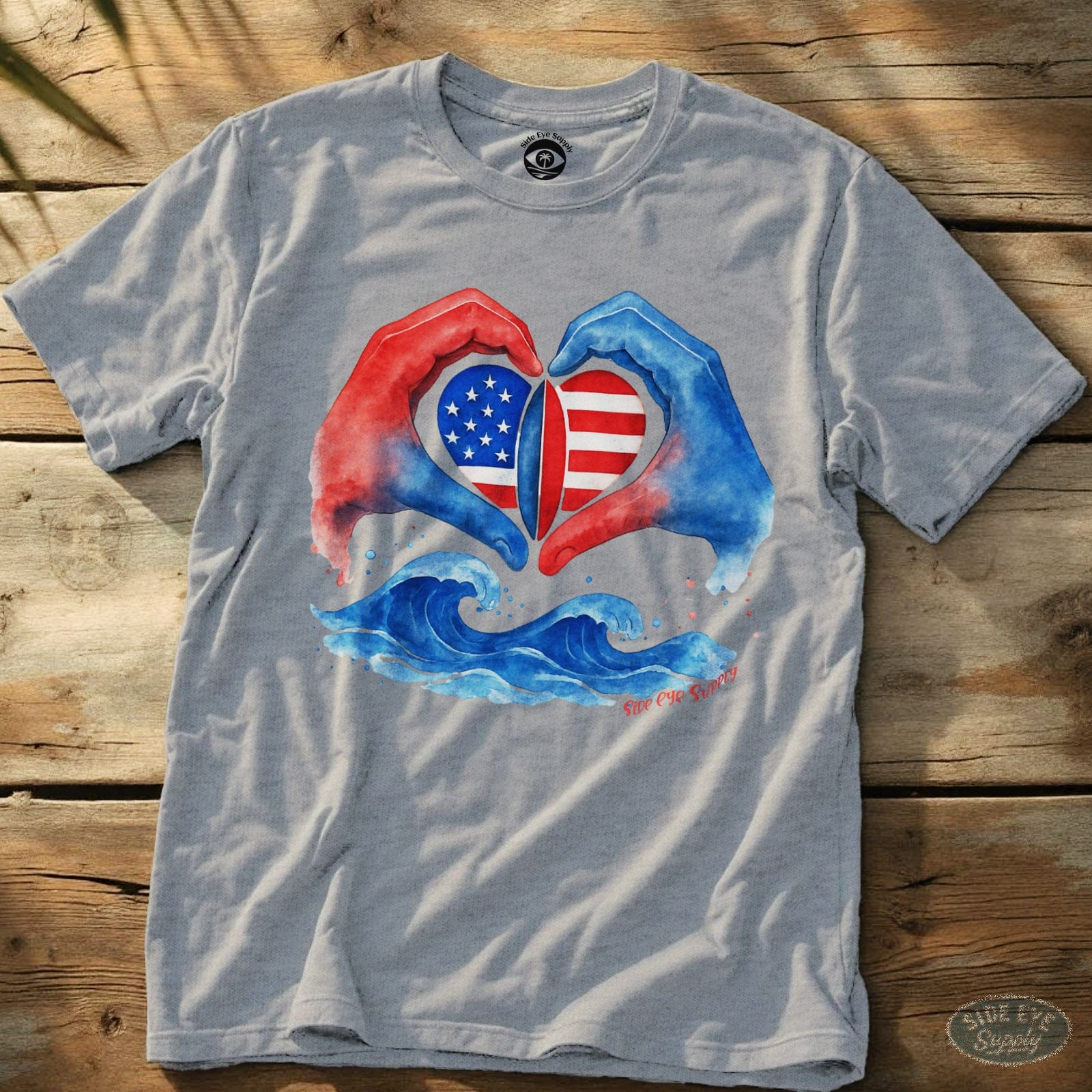 Stars and Stripes Tee Sport Grey / S - by Side Eye Supply - Surf Beach Life Apparel