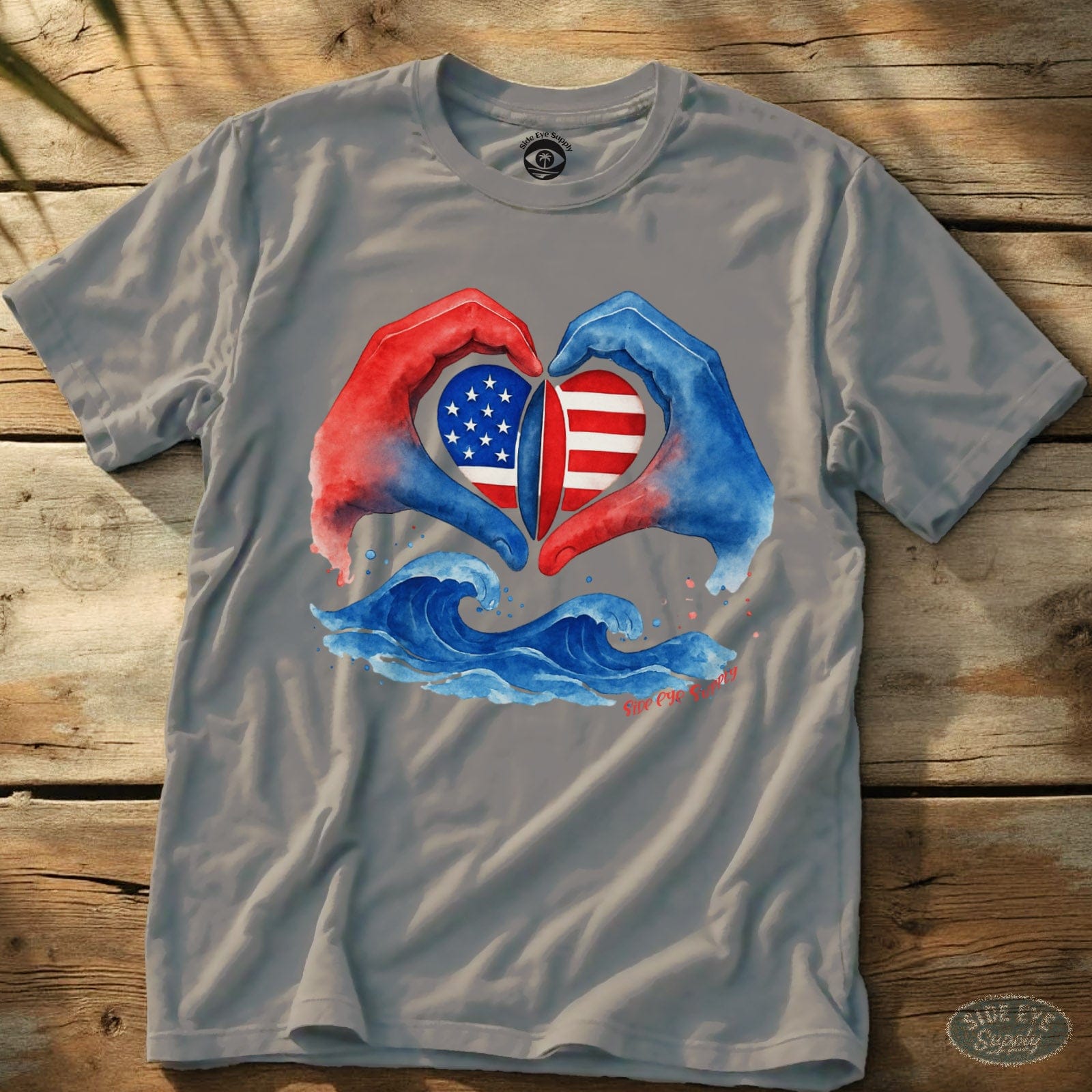 Stars and Stripes Tee Ice Grey / S - by Side Eye Supply - Surf Beach Life Apparel