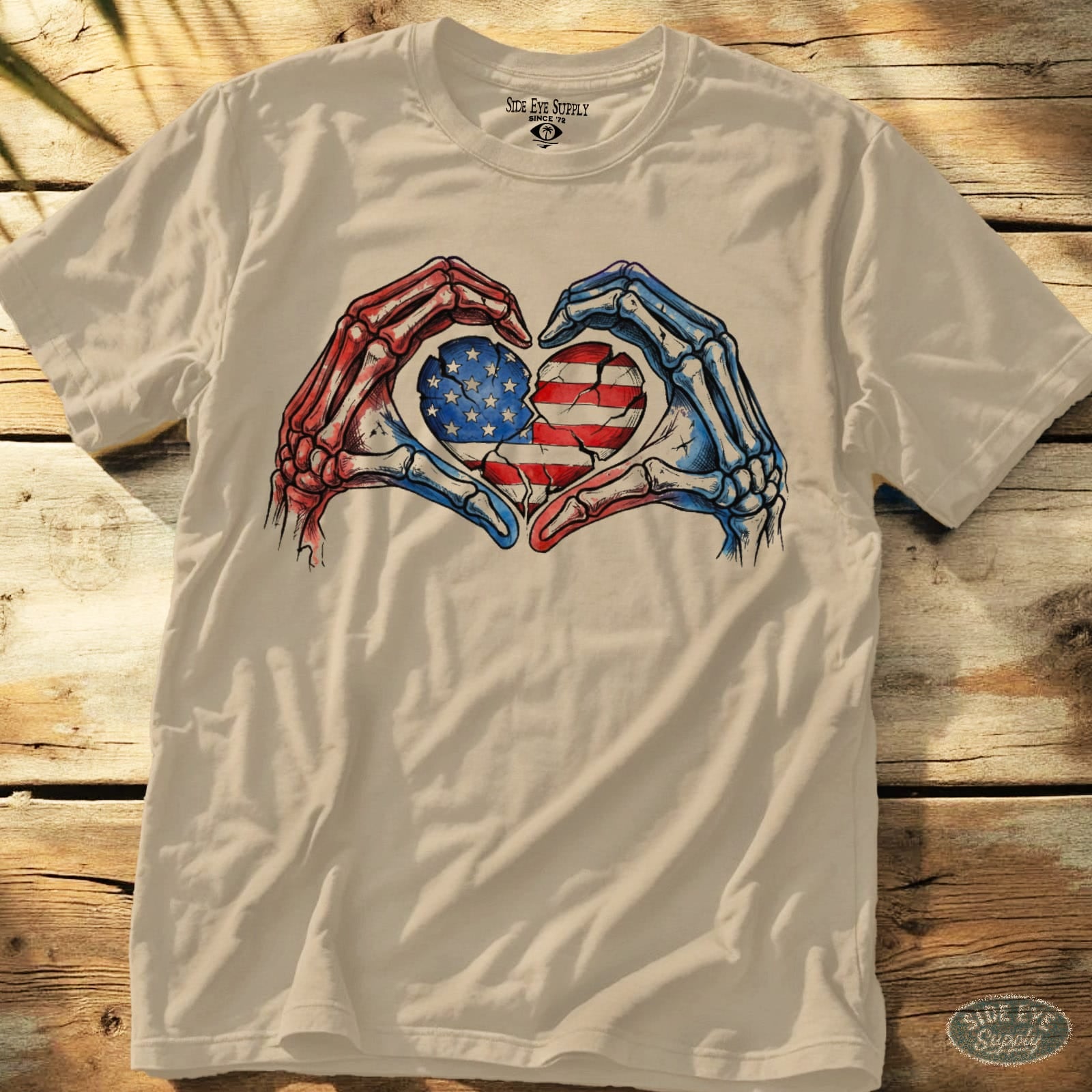 Stars and Stripes Tee Sand / S - by Side Eye Supply - Surf Beach Life Apparel