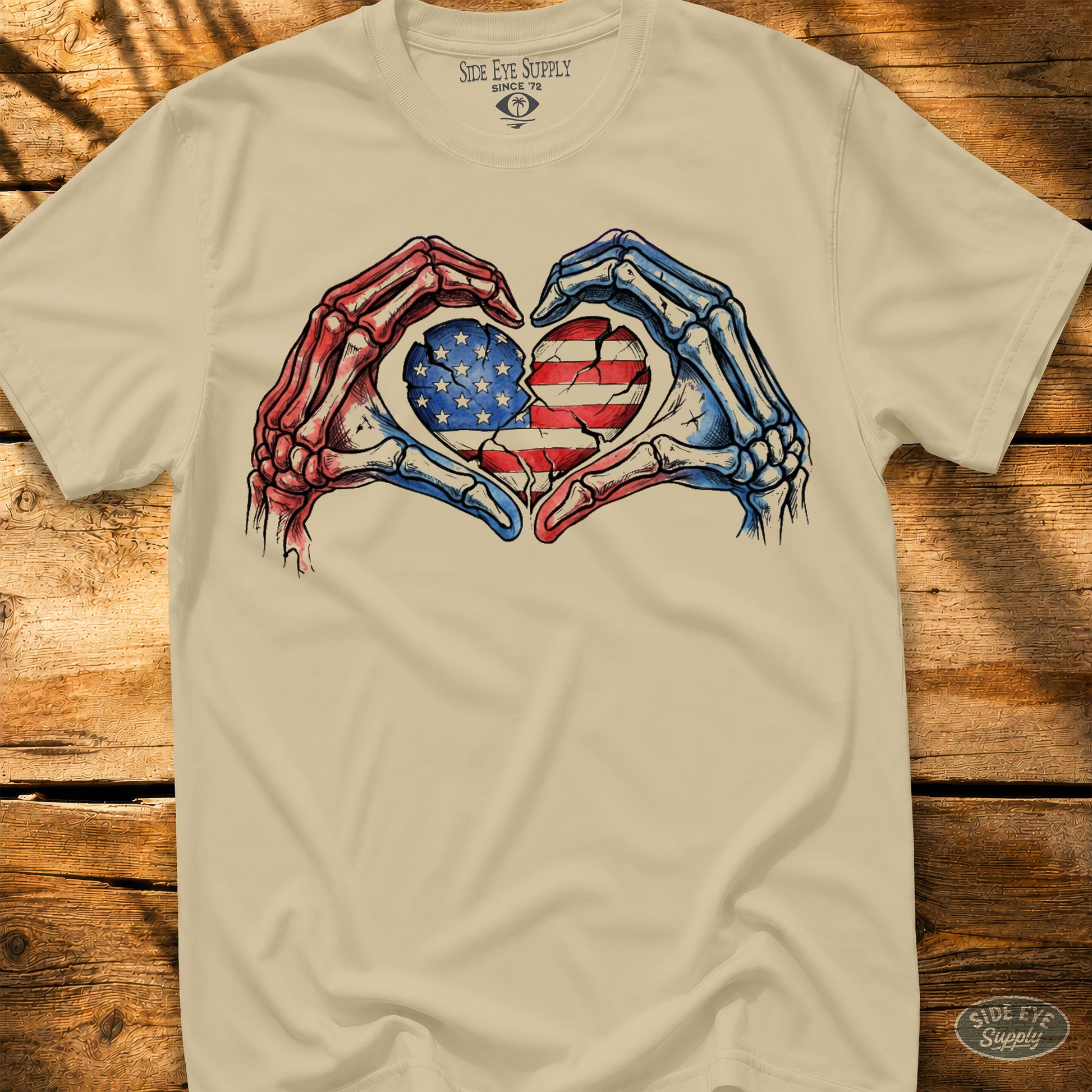Stars and Stripes Tee Sand / S - by Side Eye Supply - Surf Beach Life Apparel