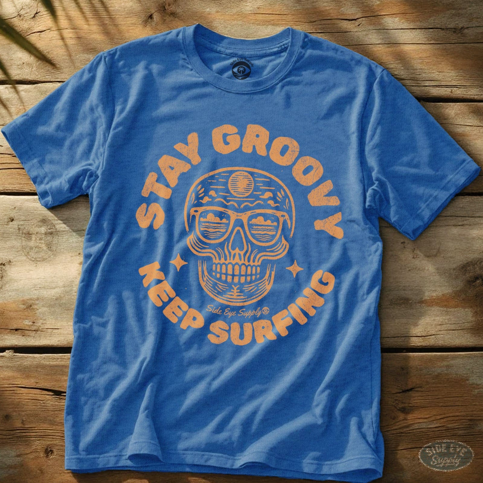 Stay Groovy Tee Heather Royal / S - by Side Eye Supply - Surf Beach Life Apparel