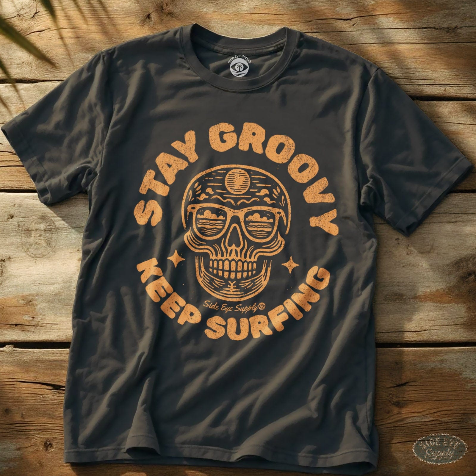 Stay Groovy Tee Charcoal / S - by Side Eye Supply - Surf Beach Life Apparel