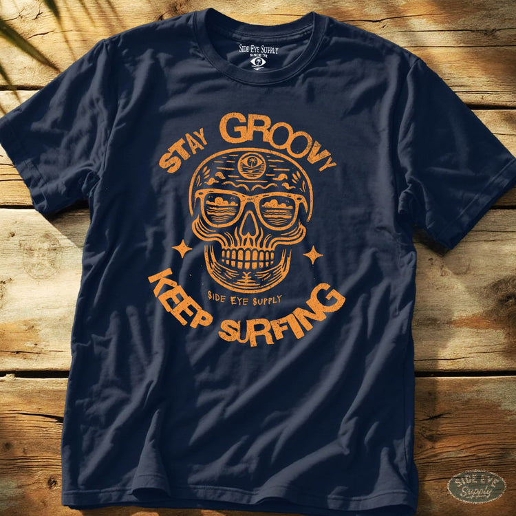 Stay Groovy Tee Navy / S - by Side Eye Supply - Surf Beach Life Apparel