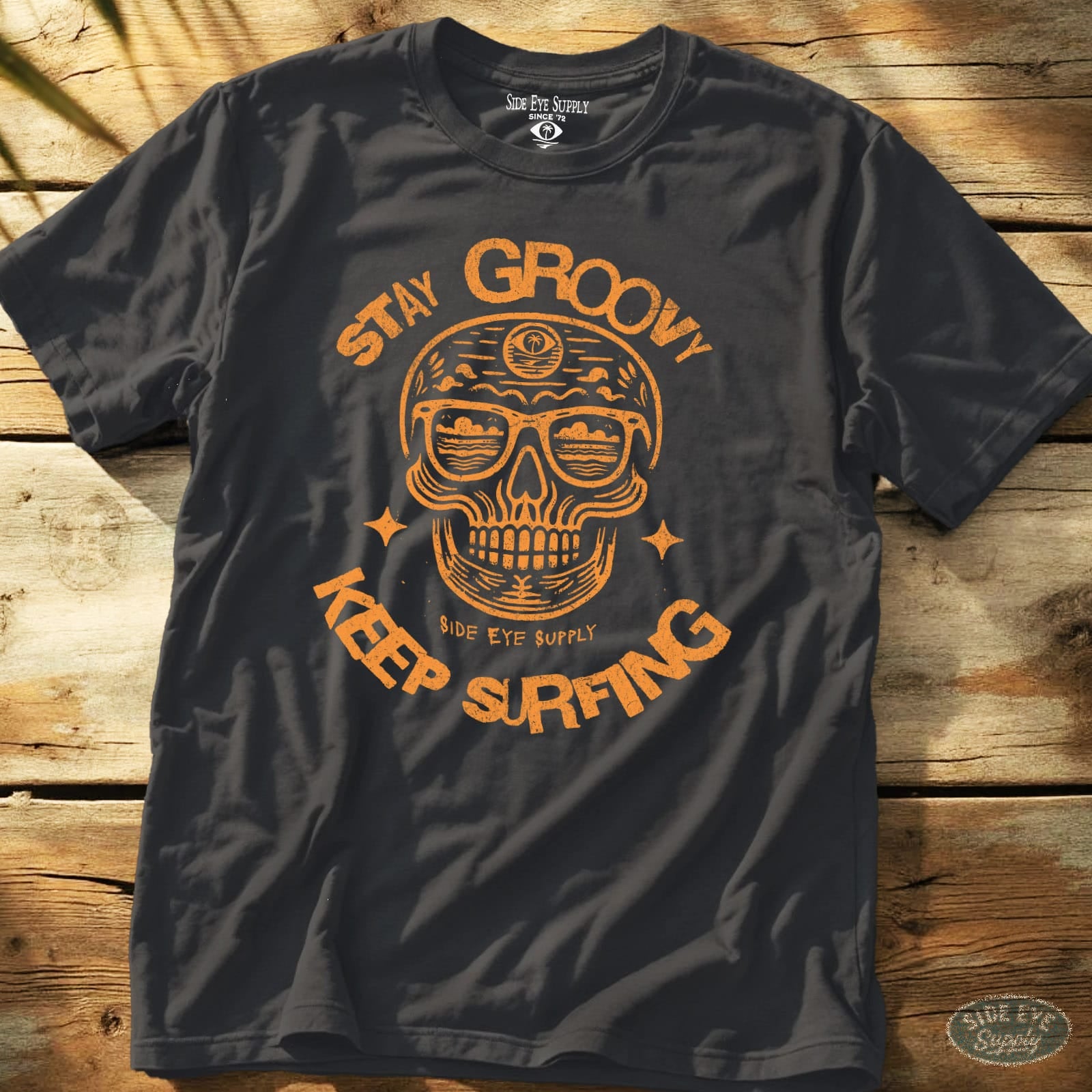 Stay Groovy Tee Charcoal / S - by Side Eye Supply - Surf Beach Life Apparel