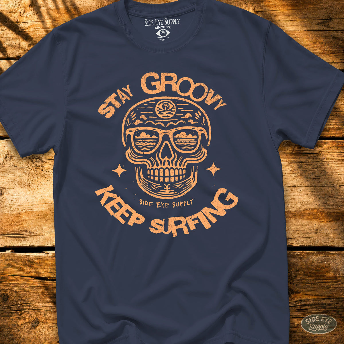 Stay Groovy Tee Navy / S - by Side Eye Supply - Surf Beach Life Apparel