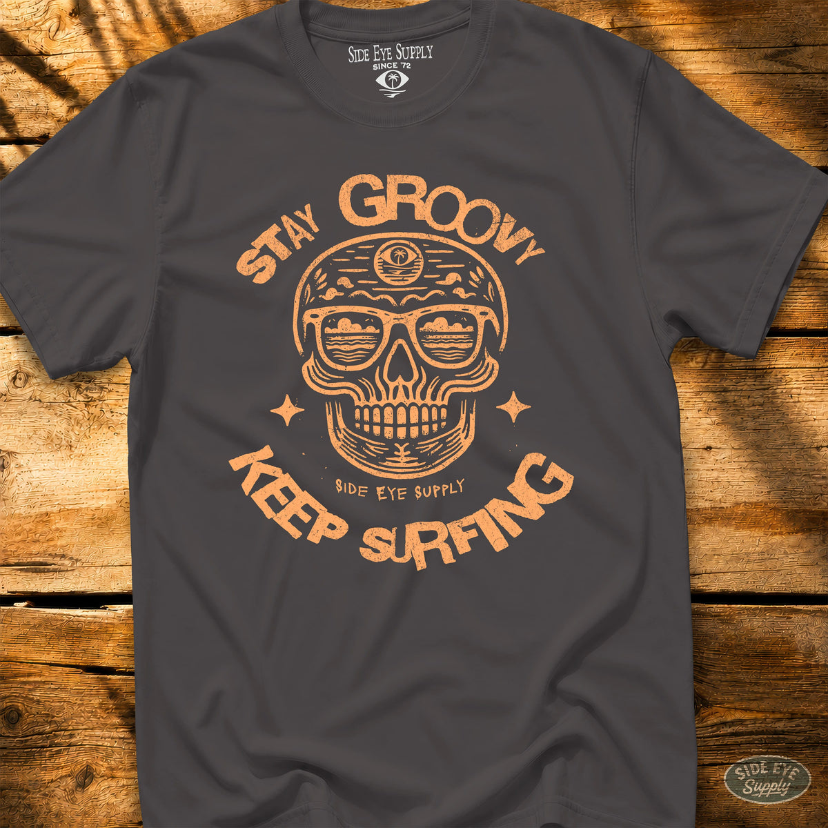 Stay Groovy Tee Charcoal / S - by Side Eye Supply - Surf Beach Life Apparel