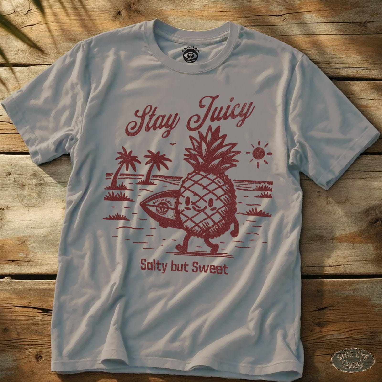 Stay Juicy Tee Ice Grey / S - by Side Eye Supply - Surf Beach Life Apparel