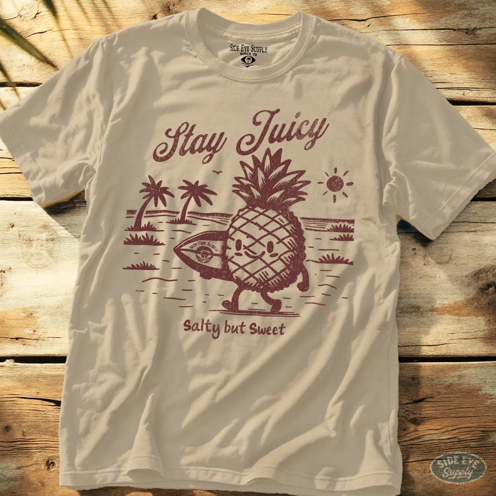 Stay Juicy Tee Sand / S - by Side Eye Supply - Surf Beach Life Apparel