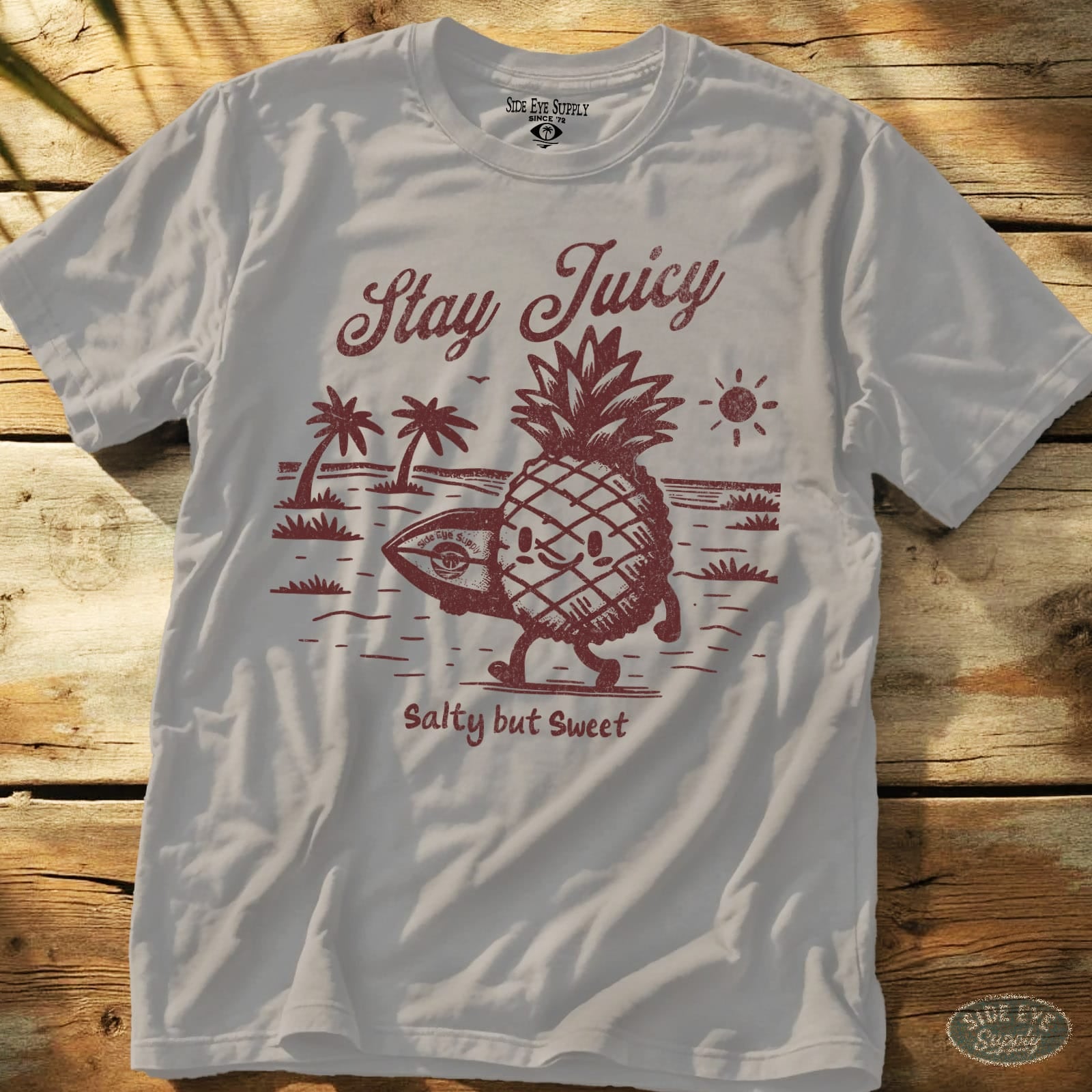 Stay Juicy Tee Ice Grey / S - by Side Eye Supply - Surf Beach Life Apparel