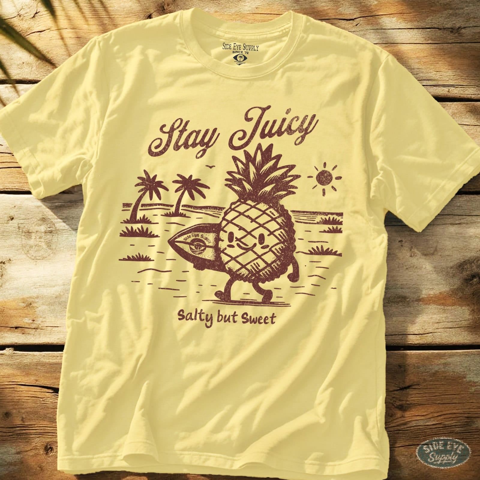 Stay Juicy Tee Cornsilk / S - by Side Eye Supply - Surf Beach Life Apparel
