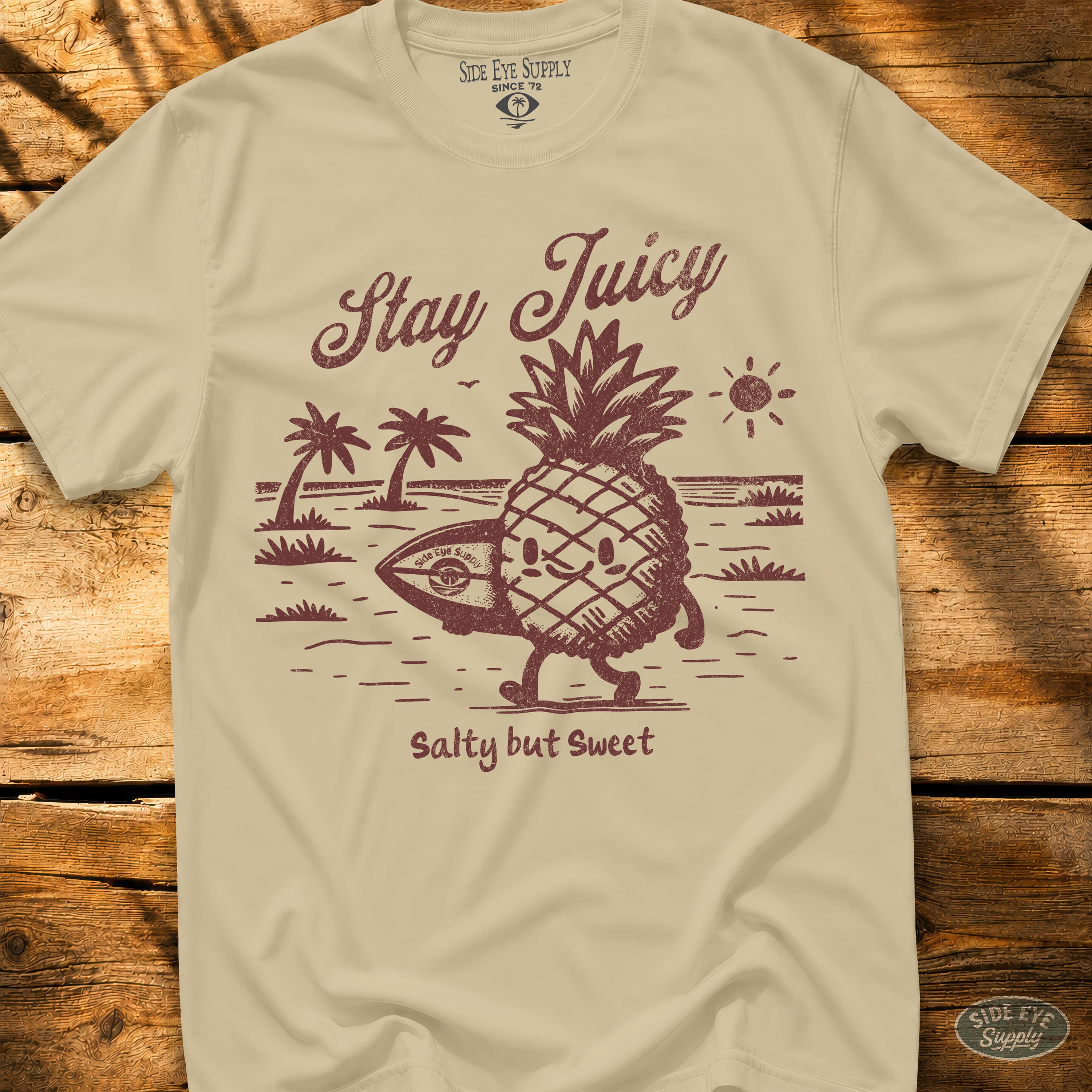 Stay Juicy Tee Sand / S - by Side Eye Supply - Surf Beach Life Apparel