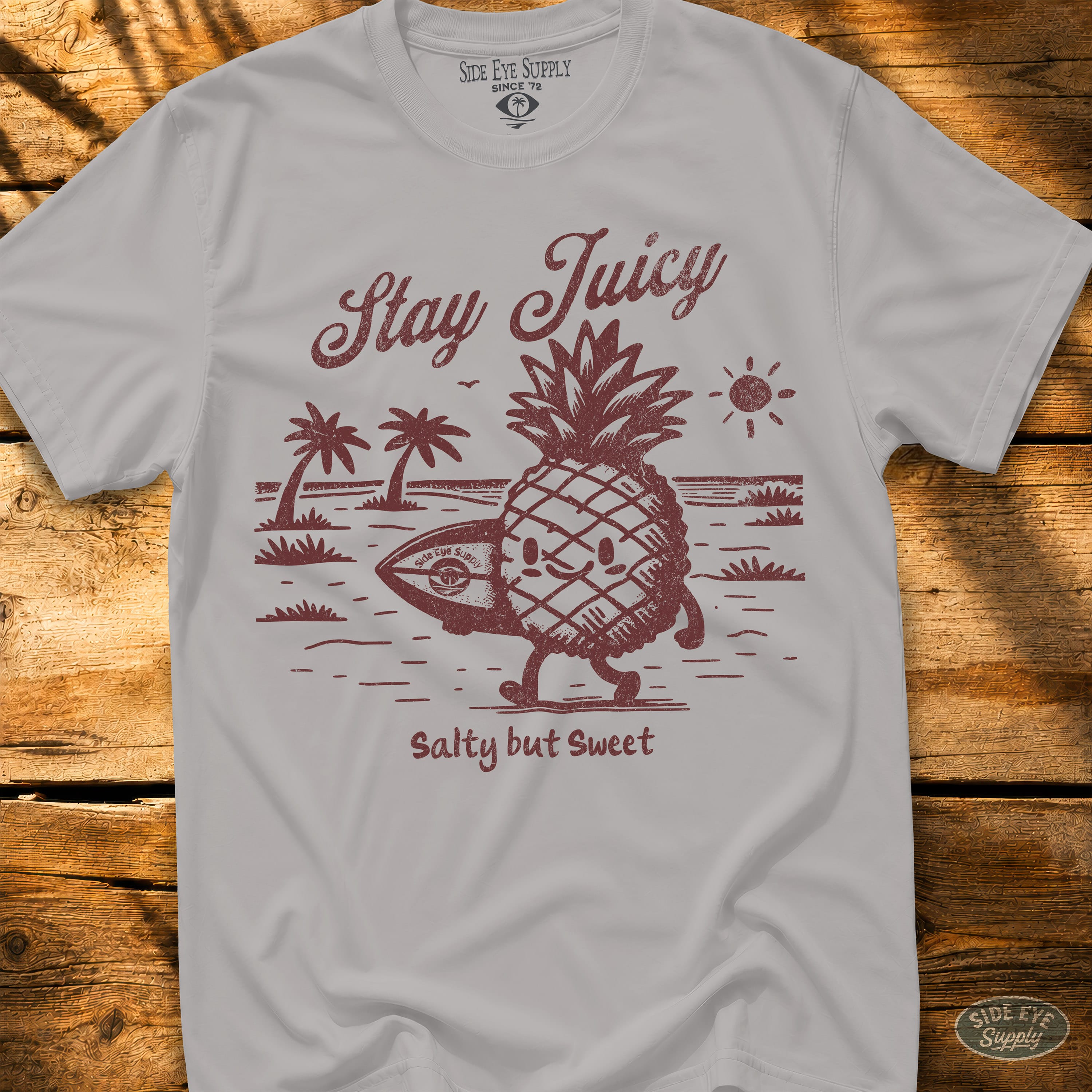 Stay Juicy Tee Ice Grey / S - by Side Eye Supply - Surf Beach Life Apparel