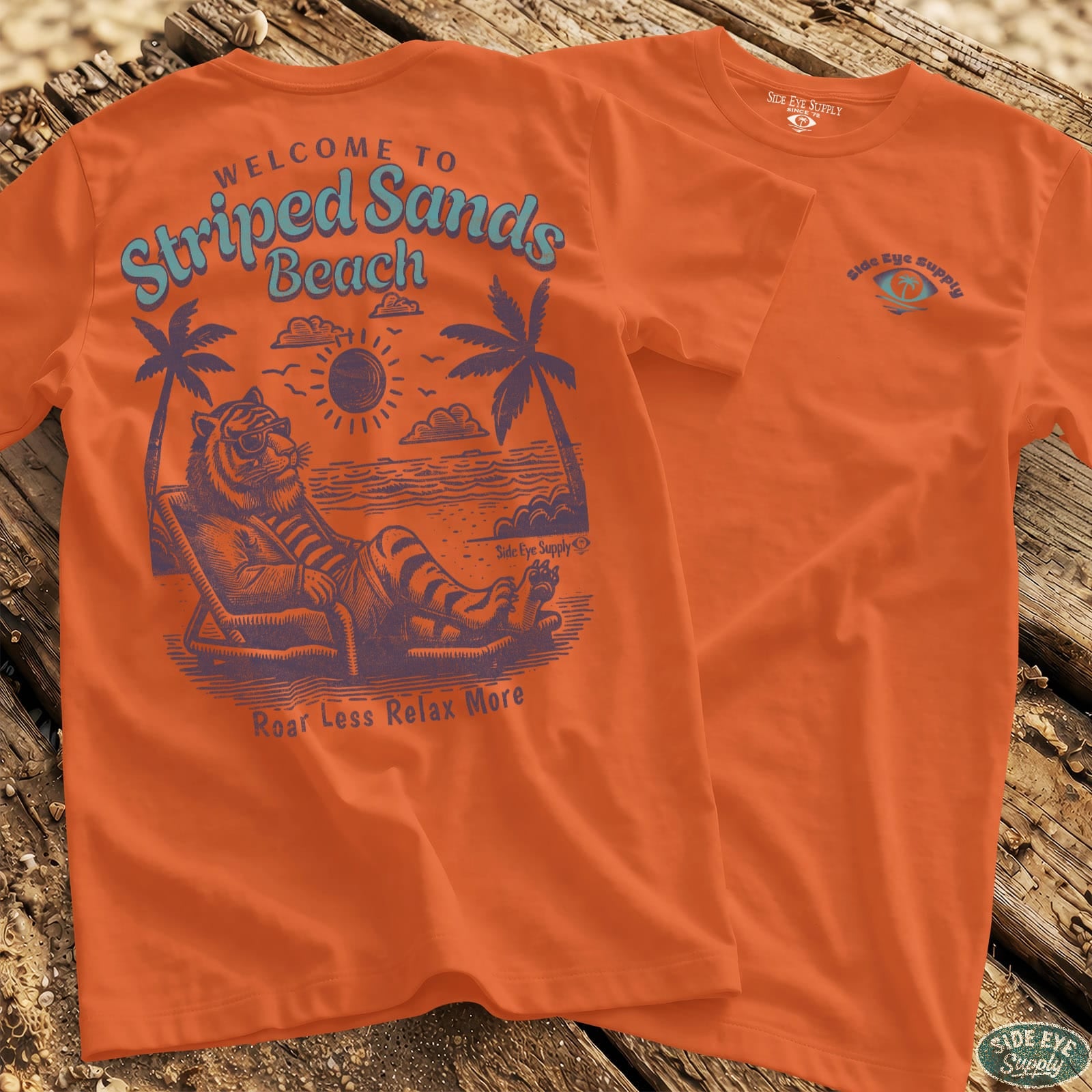 Striped Sands Beach Tee Orange / S - by Side Eye Supply - Surf Beach Life Apparel