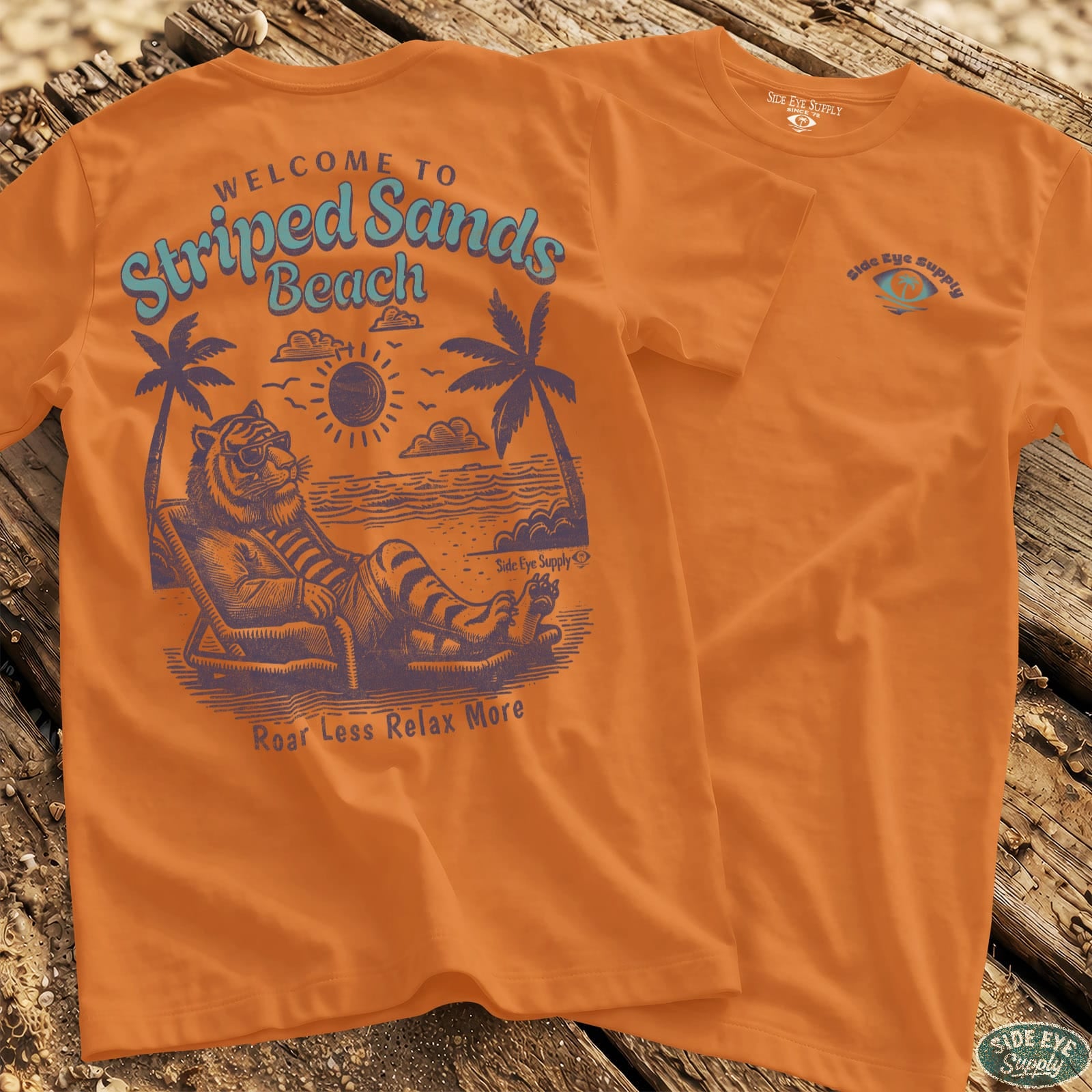 Striped Sands Beach Tee Orange / S - by Side Eye Supply - Surf Beach Life Apparel