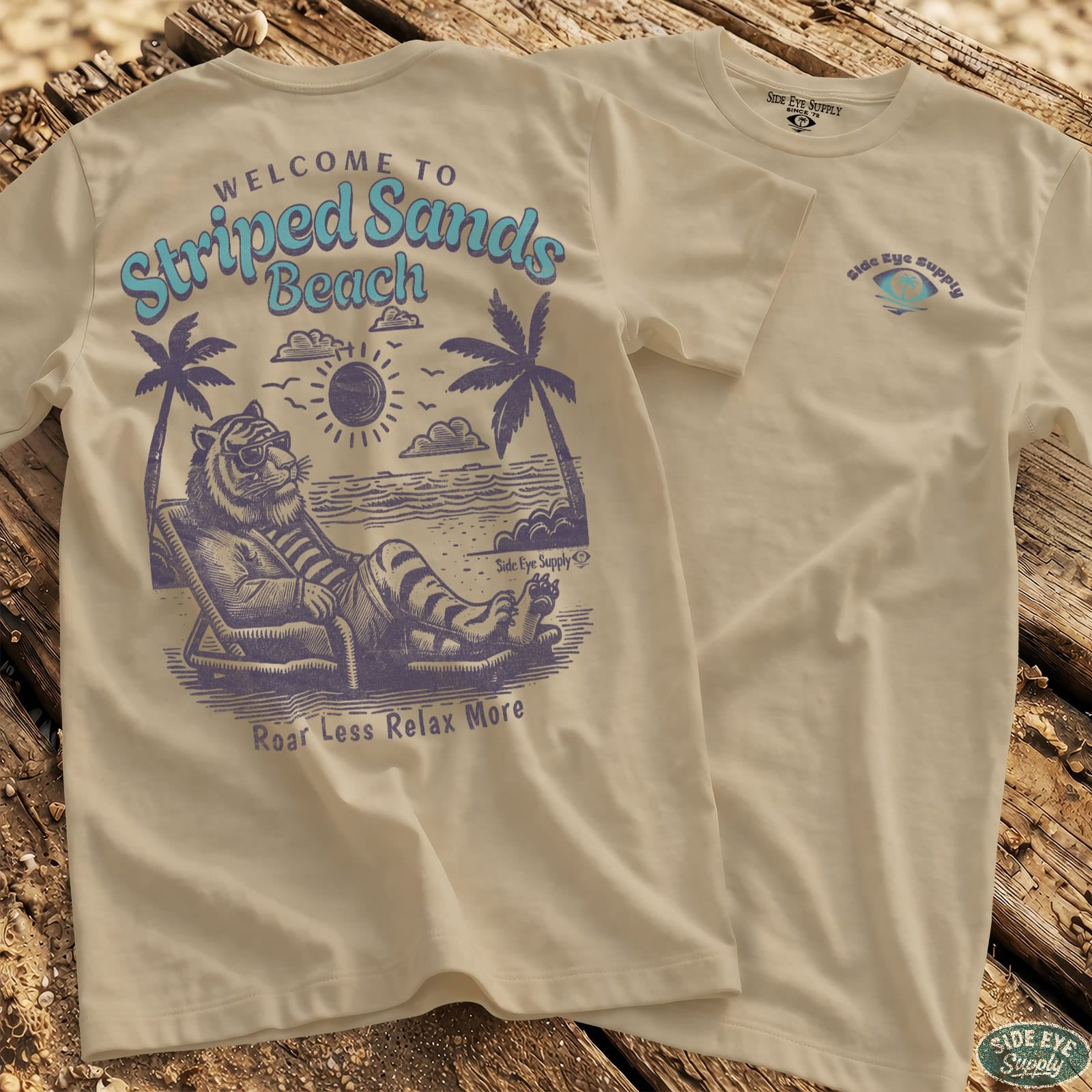 Striped Sands Beach Tee Natural / S - by Side Eye Supply - Surf Beach Life Apparel
