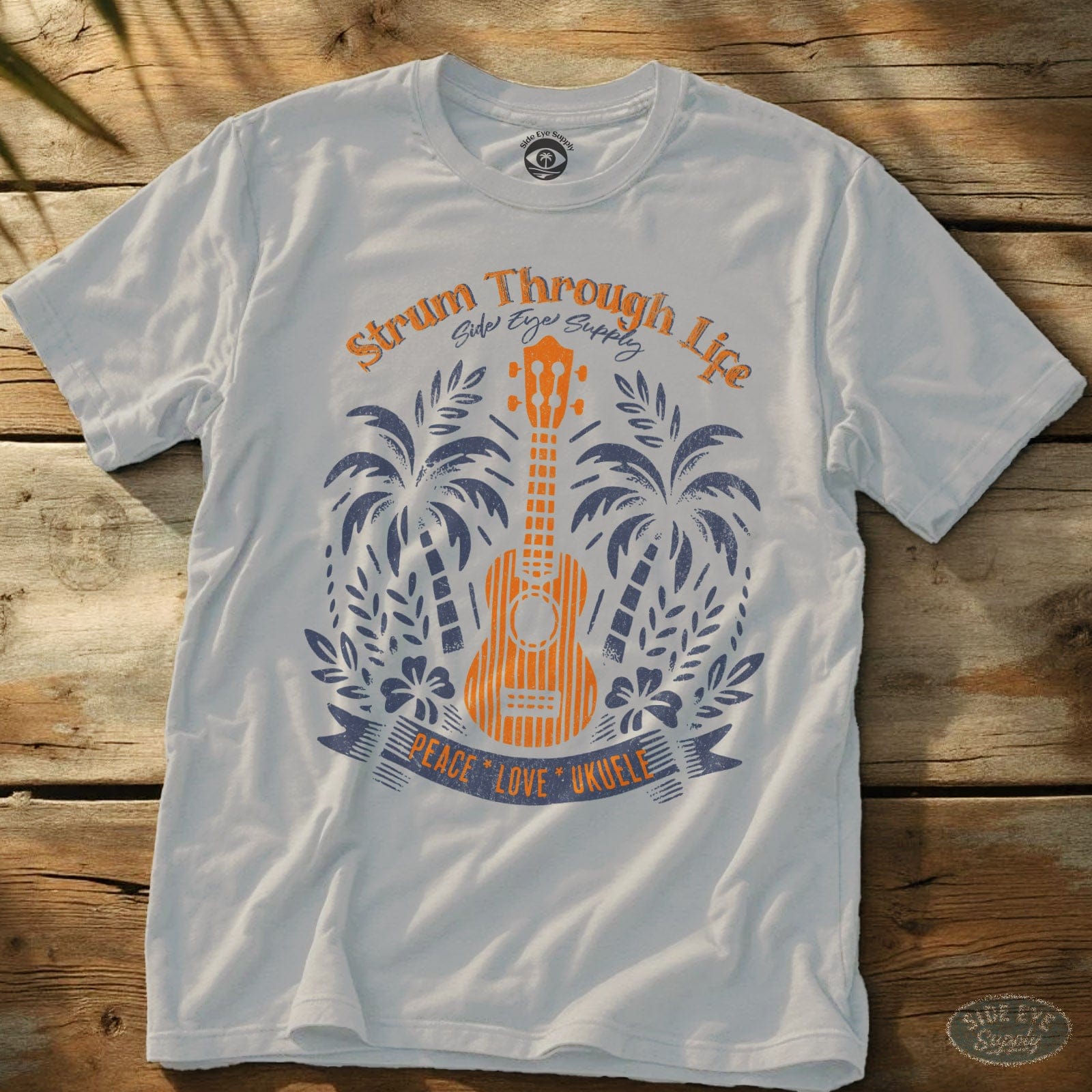 Strum Through Life Tee White / S - by Side Eye Supply - Surf Beach Life Apparel
