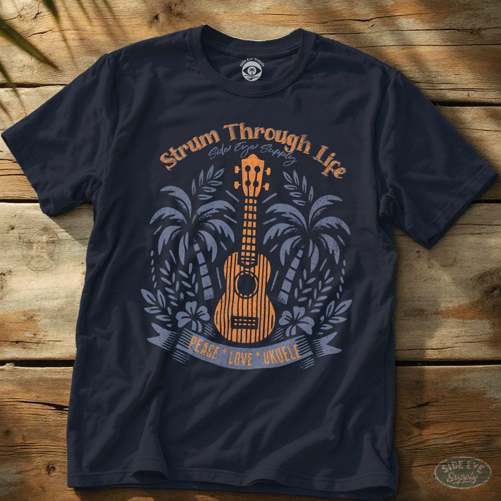 Strum Through Life Tee Navy / S - by Side Eye Supply - Surf Beach Life Apparel