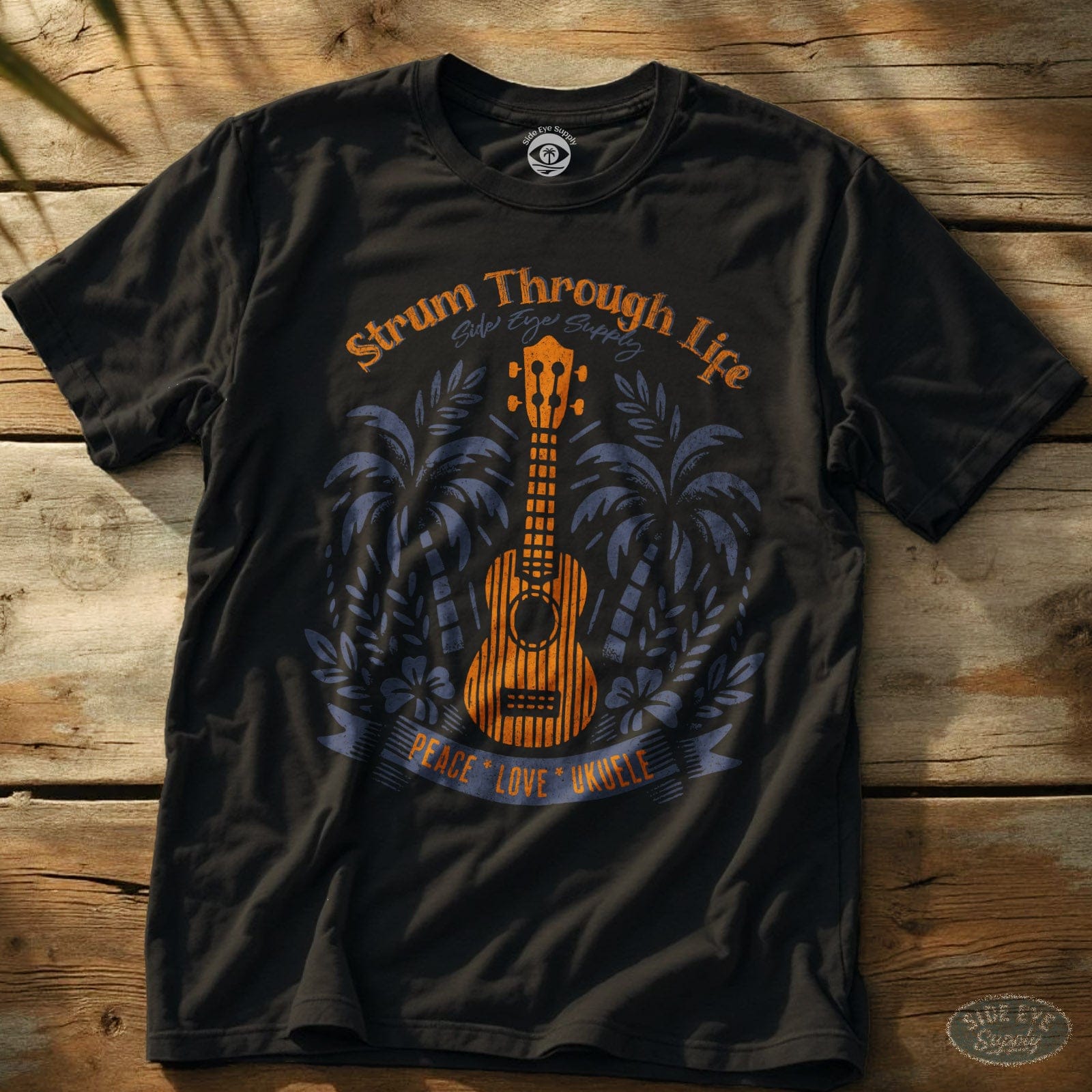 Strum Through Life Tee Black / S - by Side Eye Supply - Surf Beach Life Apparel