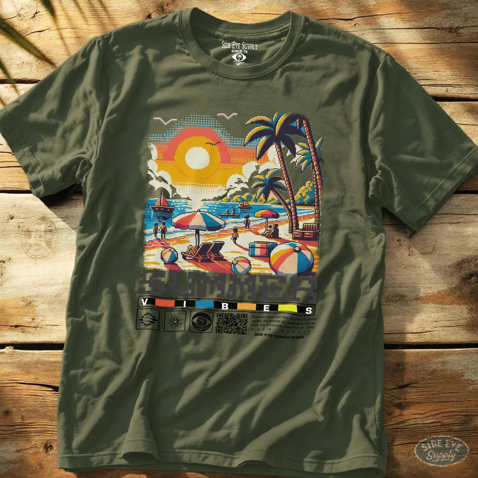 Summer Vibes Tee Military Green / S - by Side Eye Supply - Surf Beach Life Apparel