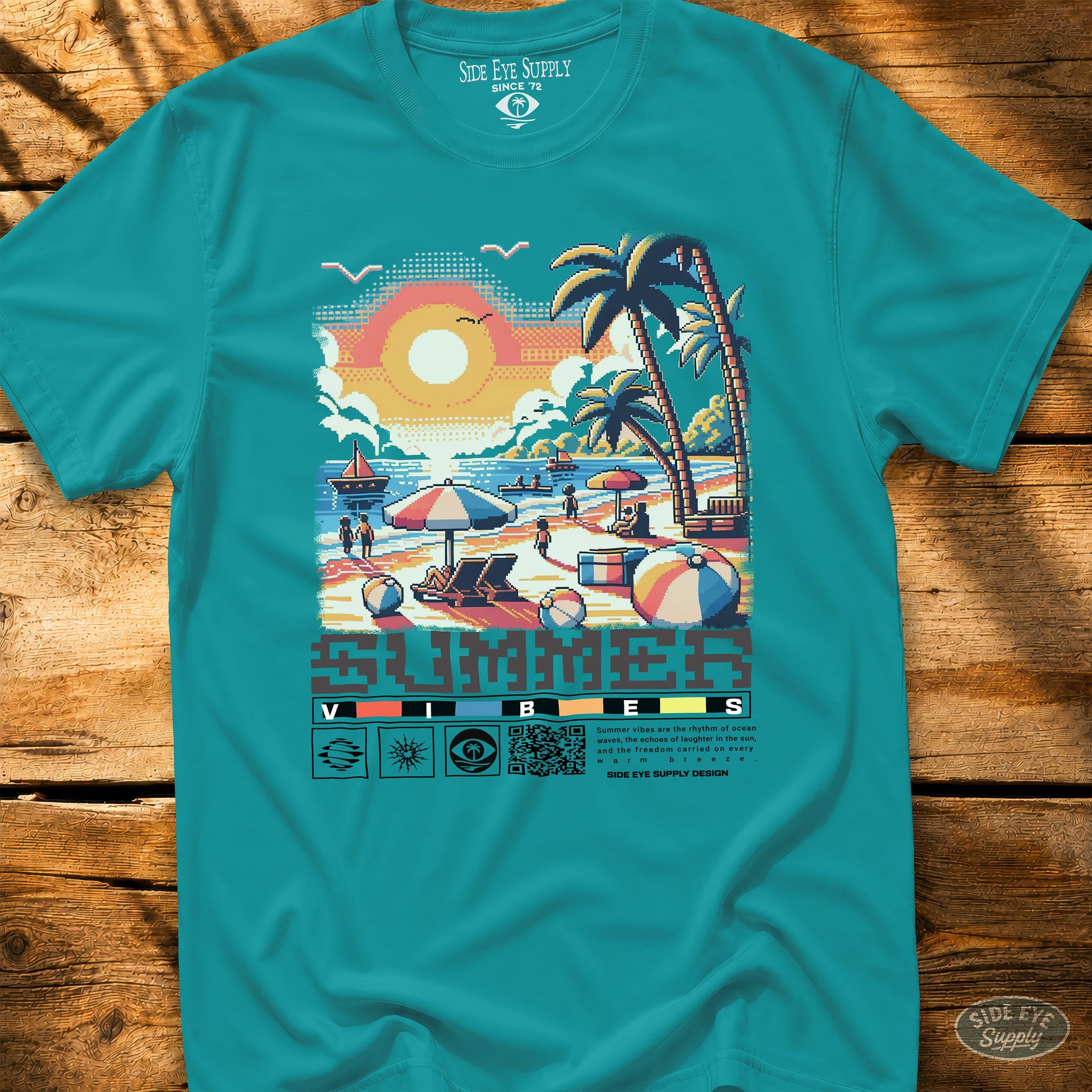 Summer Vibes Tee Tropical Blue / S - by Side Eye Supply - Surf Beach Life Apparel