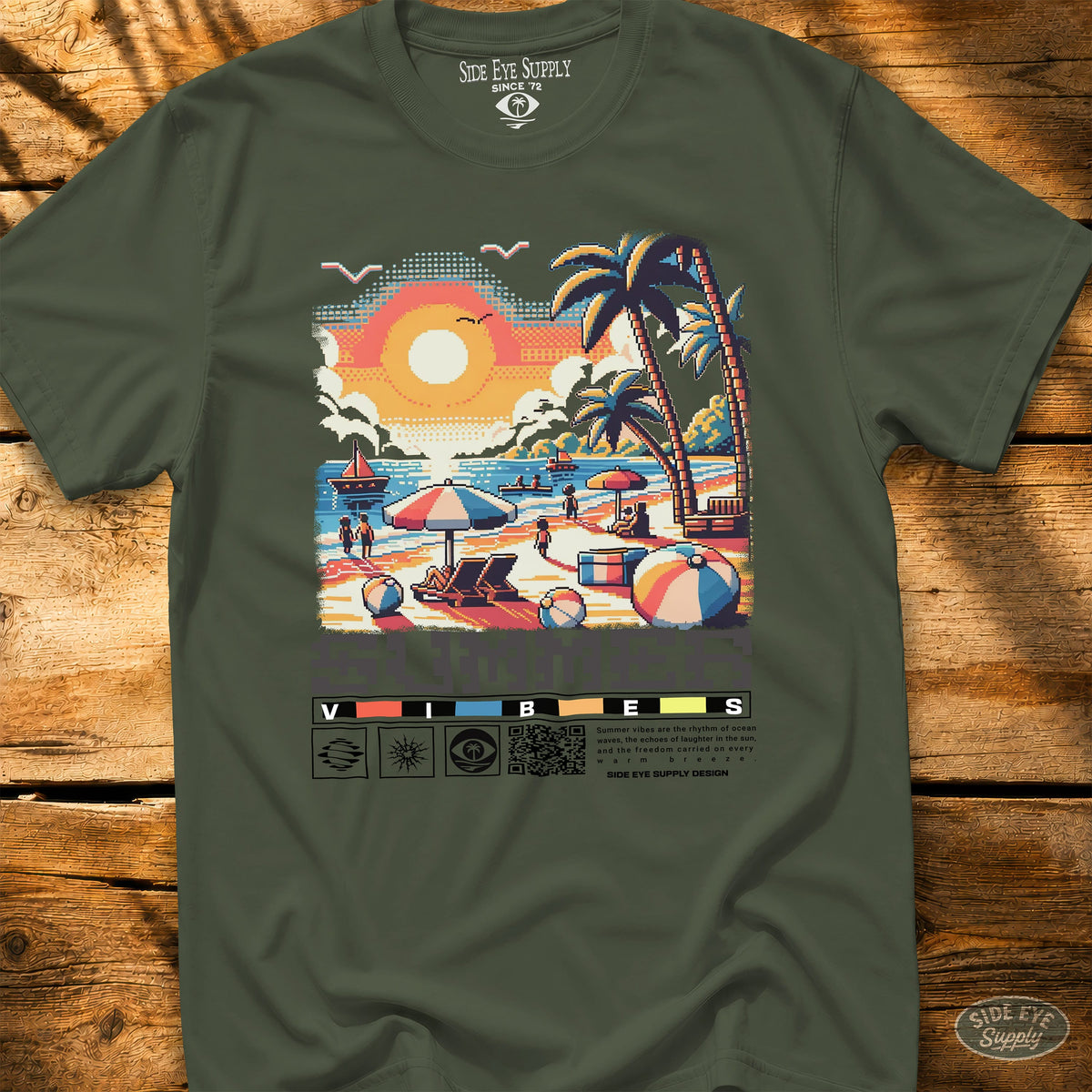 Summer Vibes Tee Military Green / S - by Side Eye Supply - Surf Beach Life Apparel