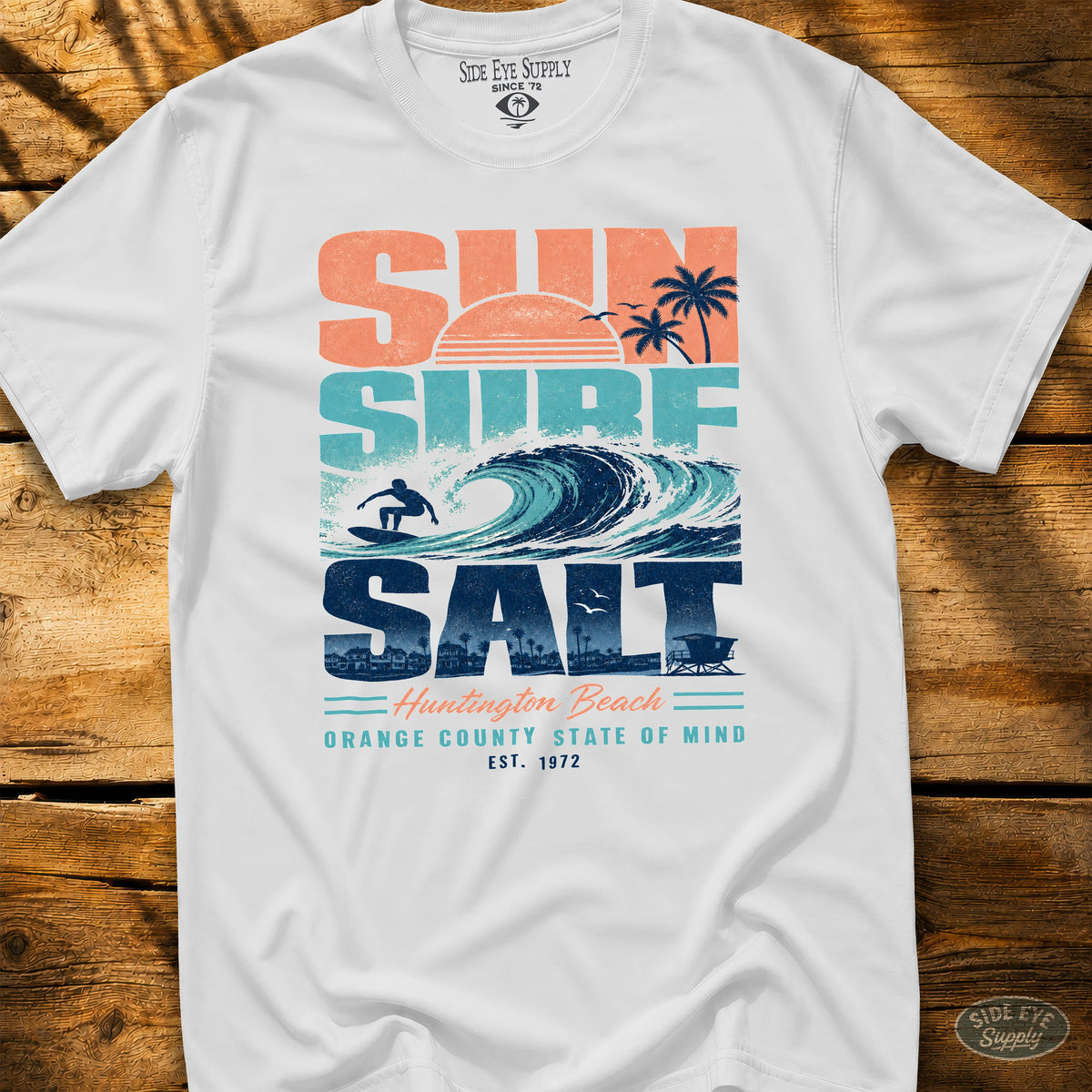 Sun Surf Salt HB Tee White / S - by Side Eye Supply - Surf Beach Life Apparel