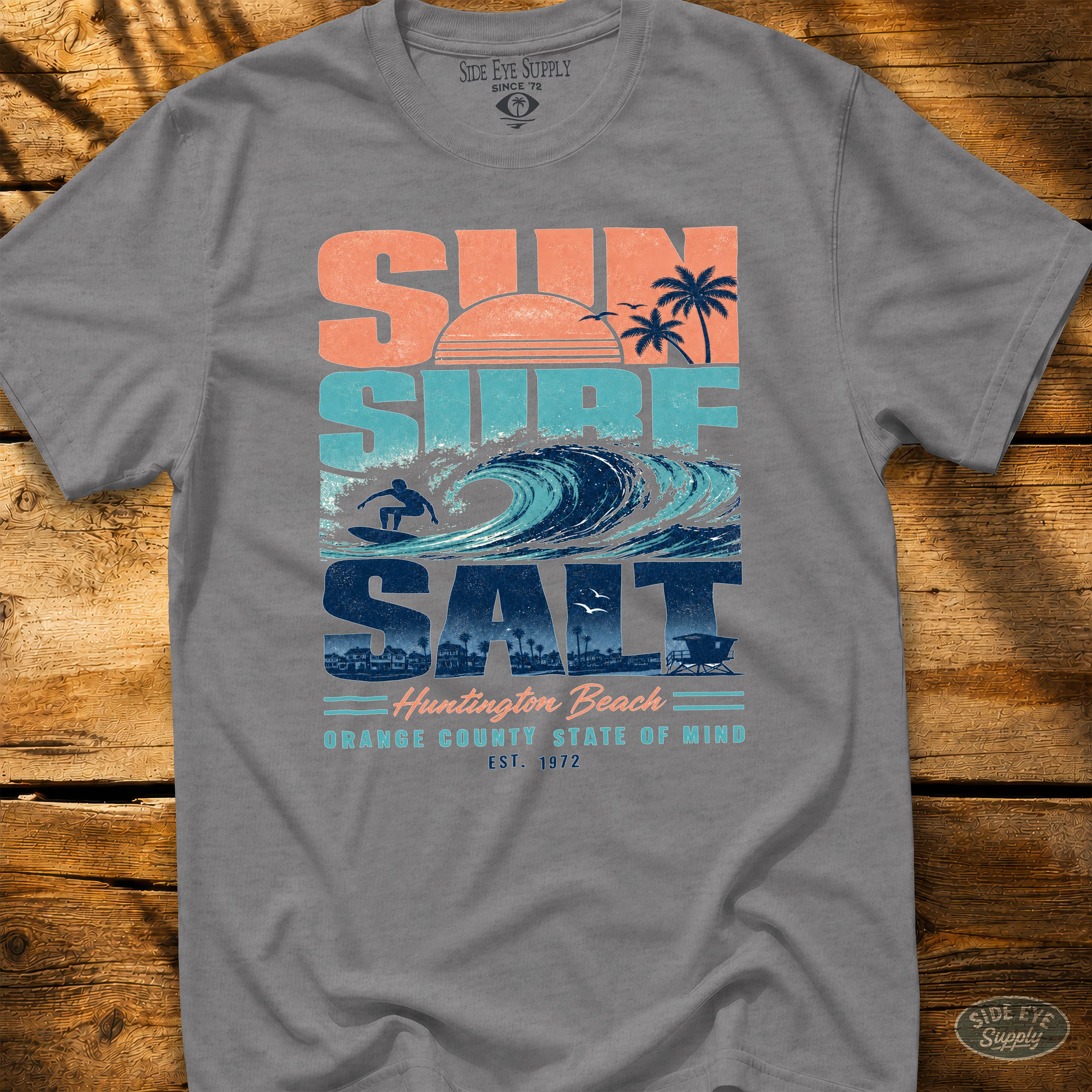 Sun Surf Salt HB Tee Sport Grey / S - by Side Eye Supply - Surf Beach Life Apparel