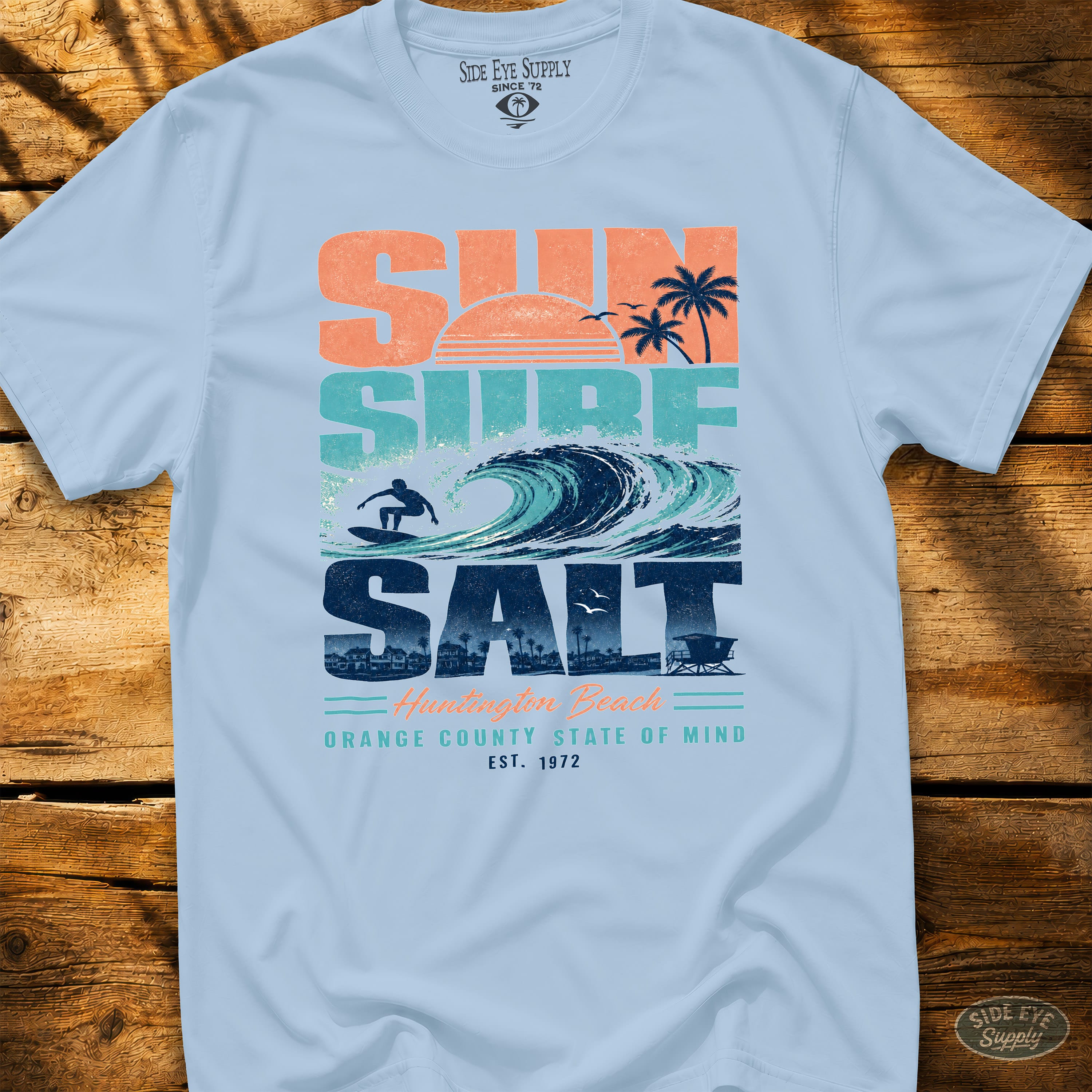 Sun Surf Salt HB Tee Light Blue / S - by Side Eye Supply - Surf Beach Life Apparel