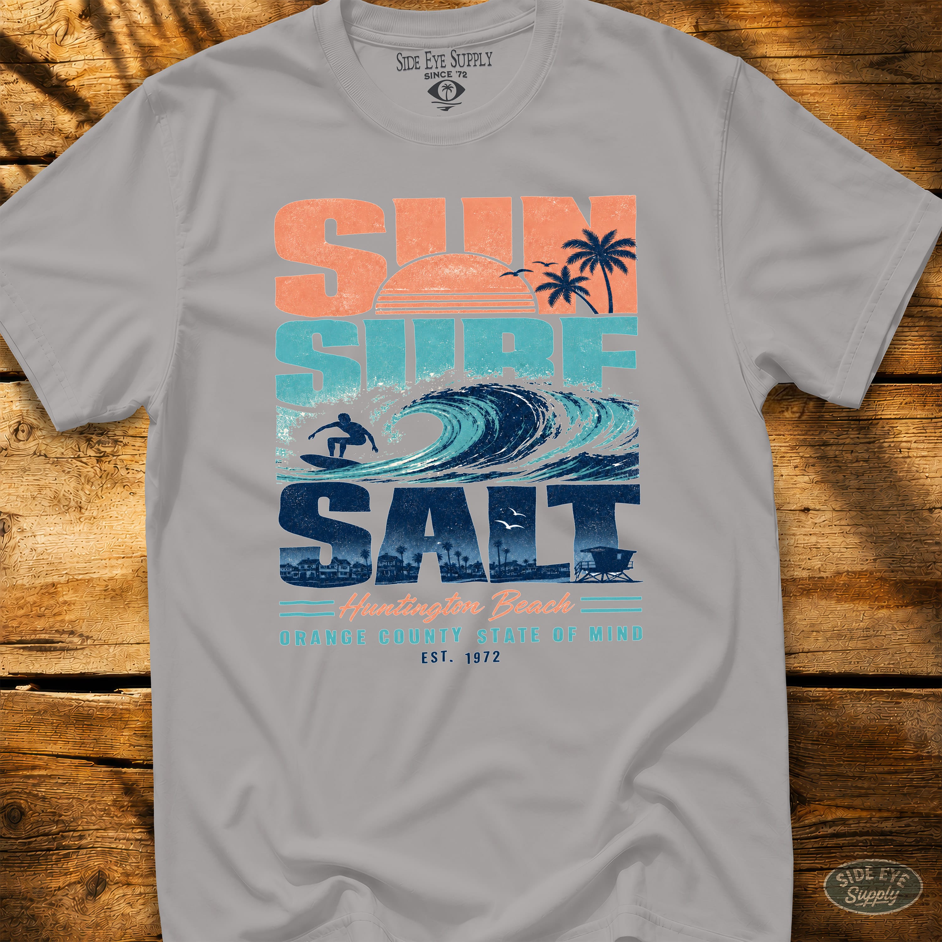Sun Surf Salt HB Tee Ice Grey / S - by Side Eye Supply - Surf Beach Life Apparel