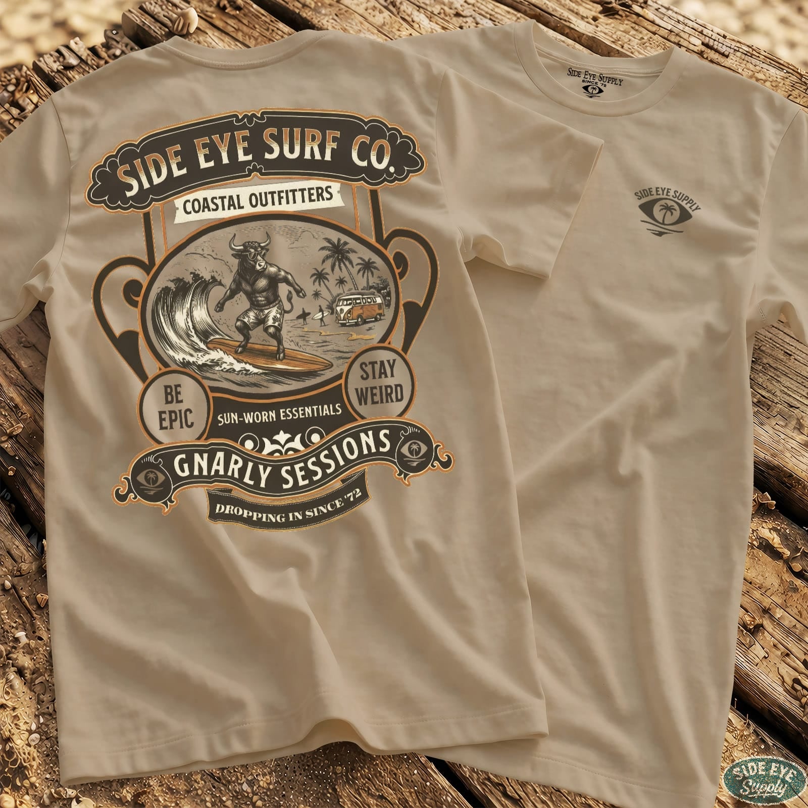 Sun-Worn Tee Sand / S - by Side Eye Supply - Surf Beach Life Apparel