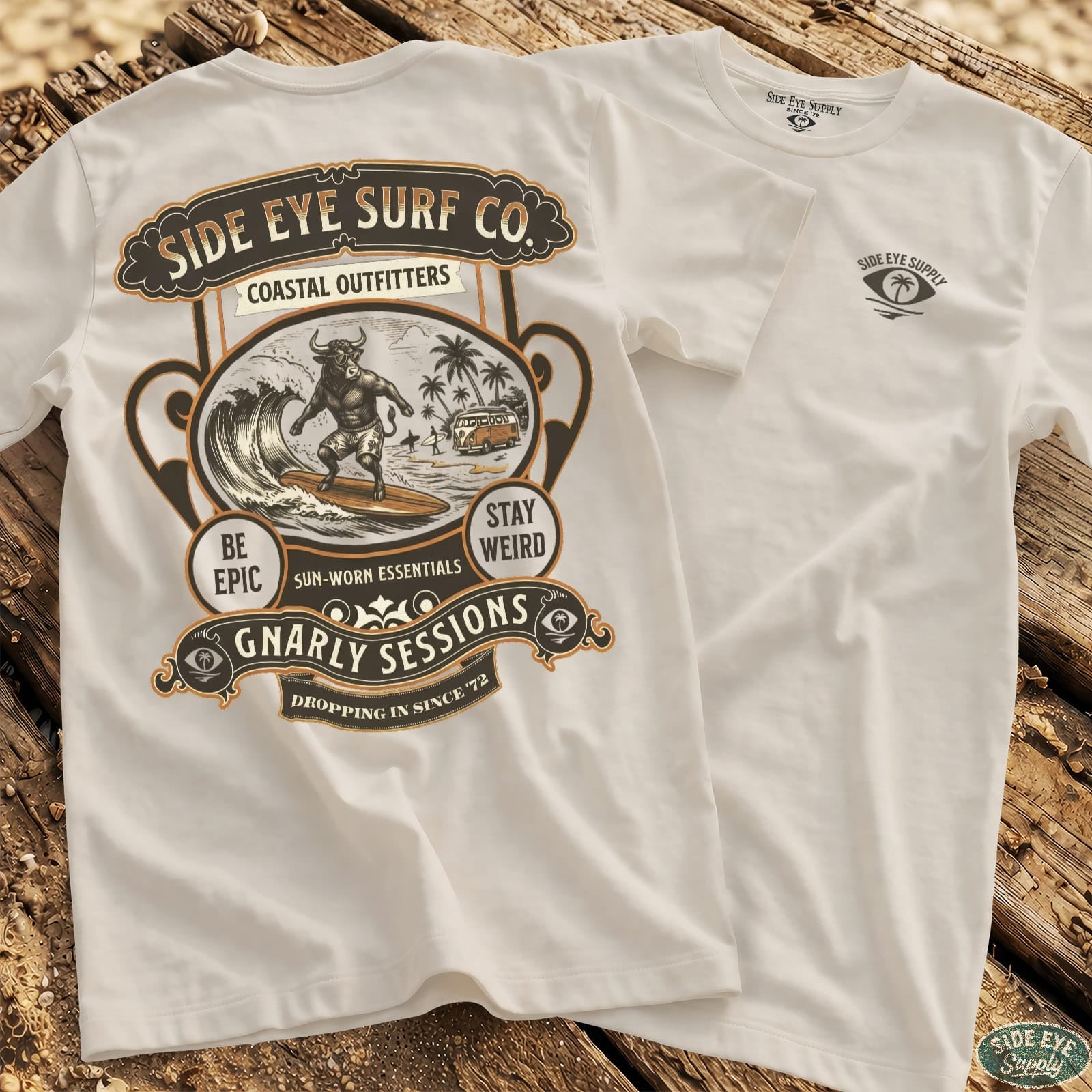 Sun-Worn Tee White / S - by Side Eye Supply - Surf Beach Life Apparel