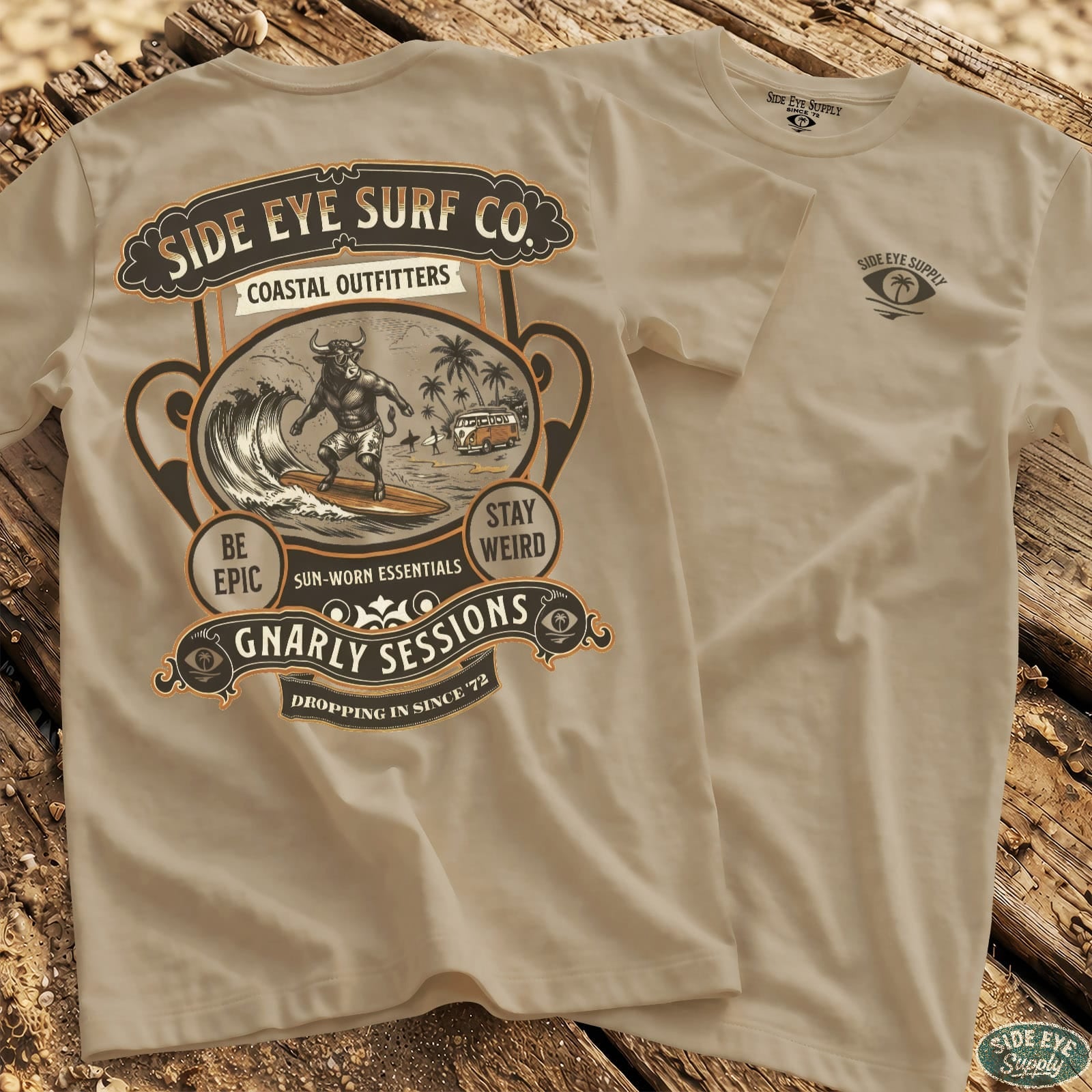 Sun-Worn Tee Sand / S - by Side Eye Supply - Surf Beach Life Apparel